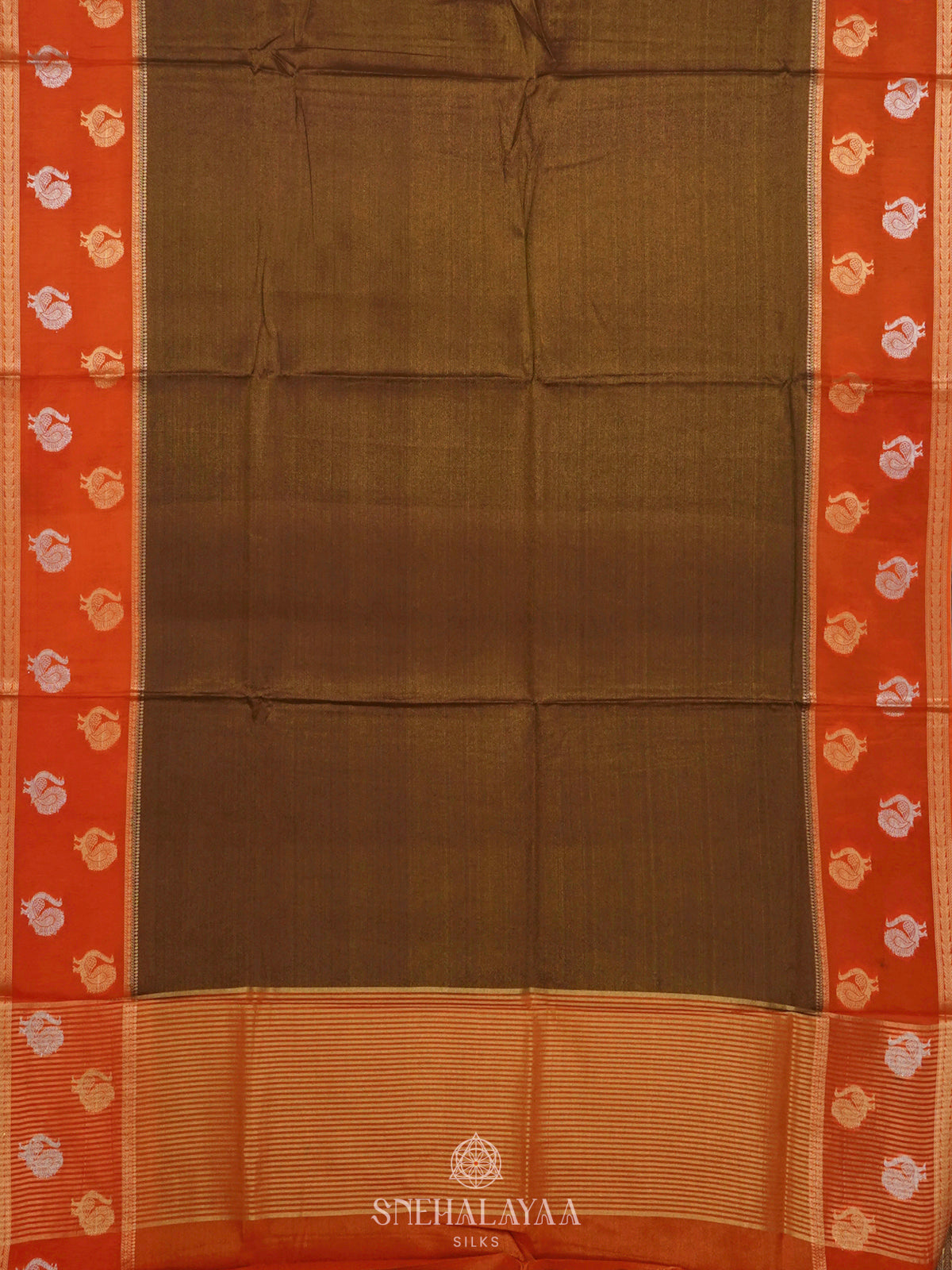 Brown Banaras Silk Saree