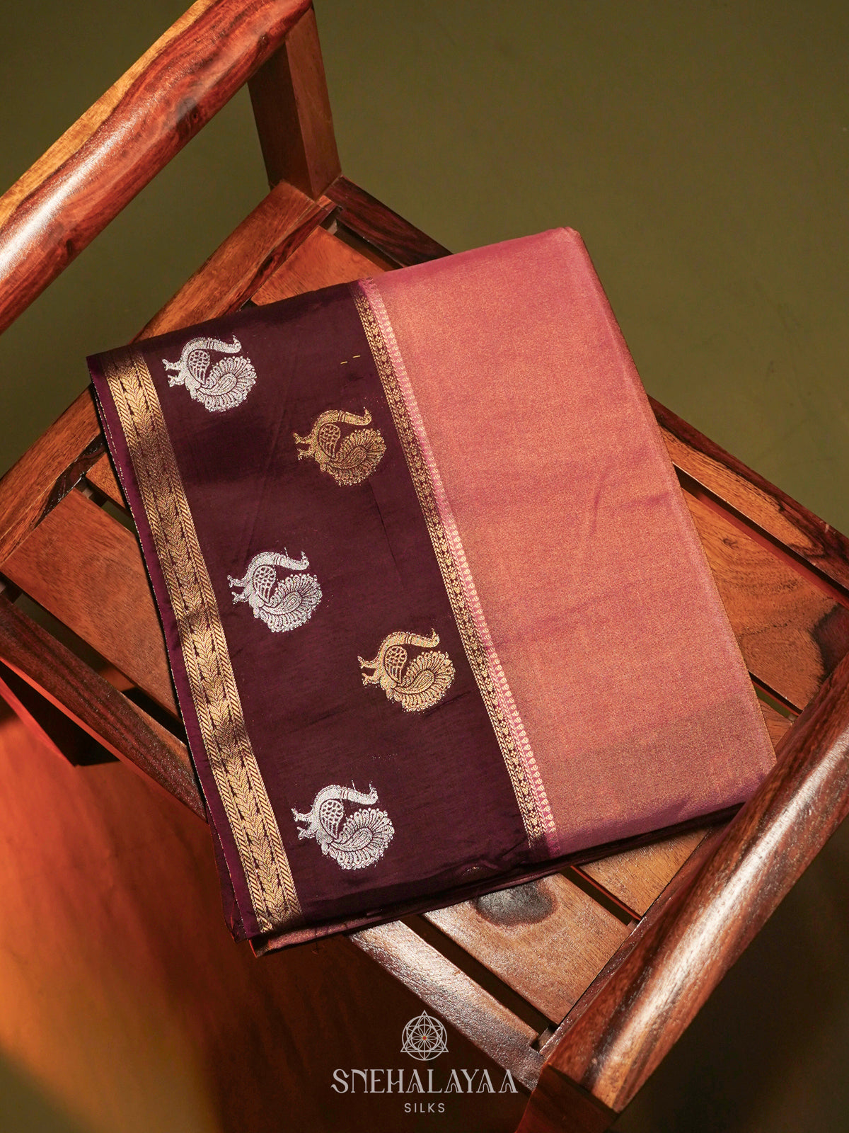 Peach Banaras Silk Saree