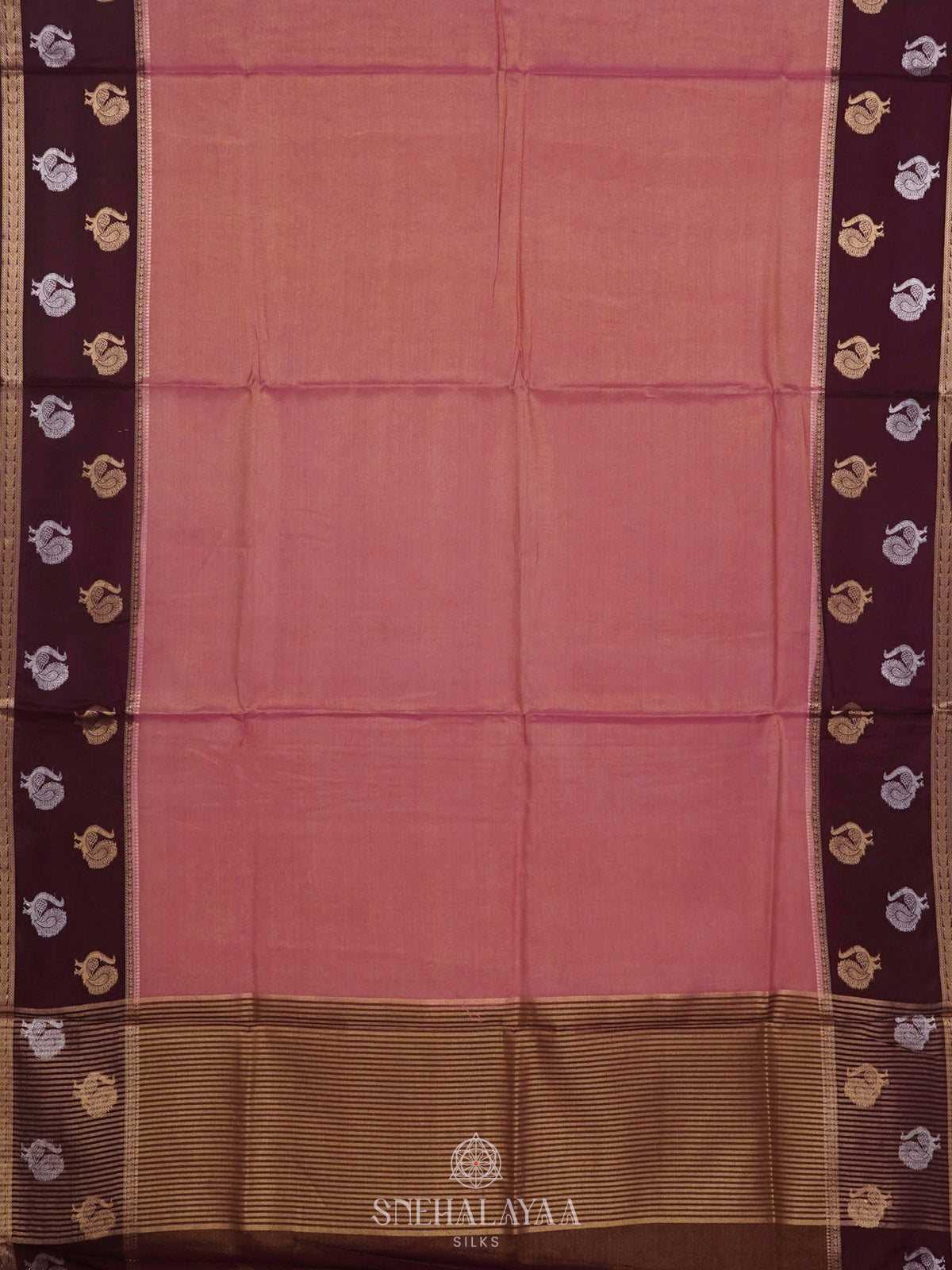 Peach Banaras Silk Saree