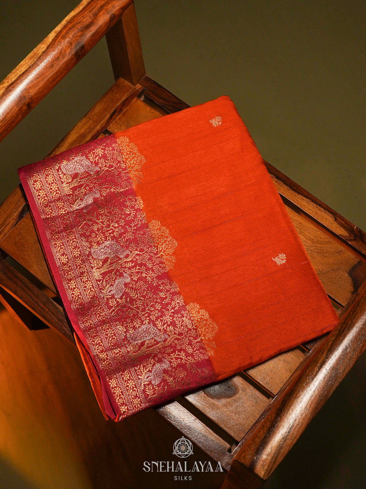 Orange Banaras Silk Saree