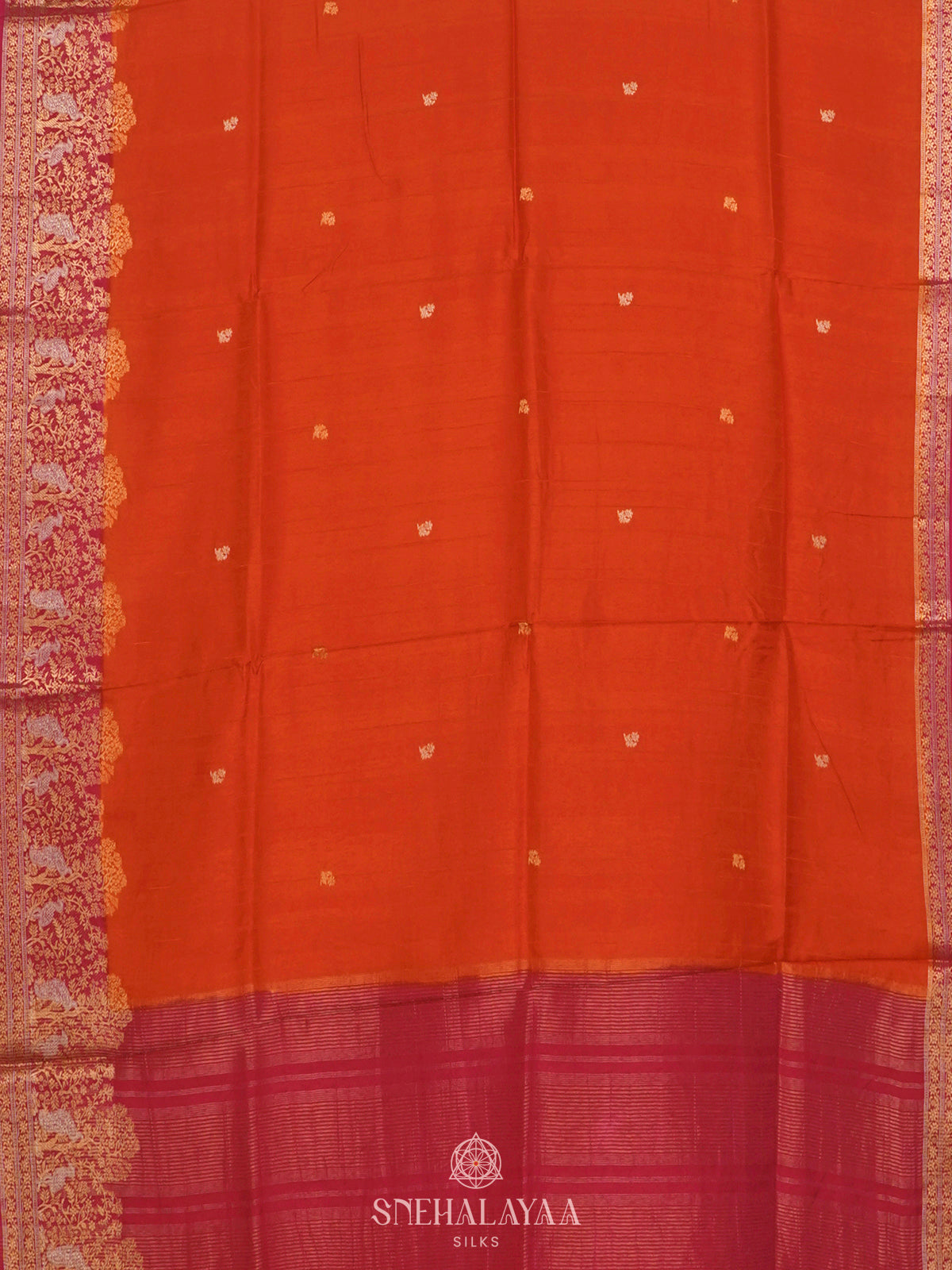 Orange Banaras Silk Saree