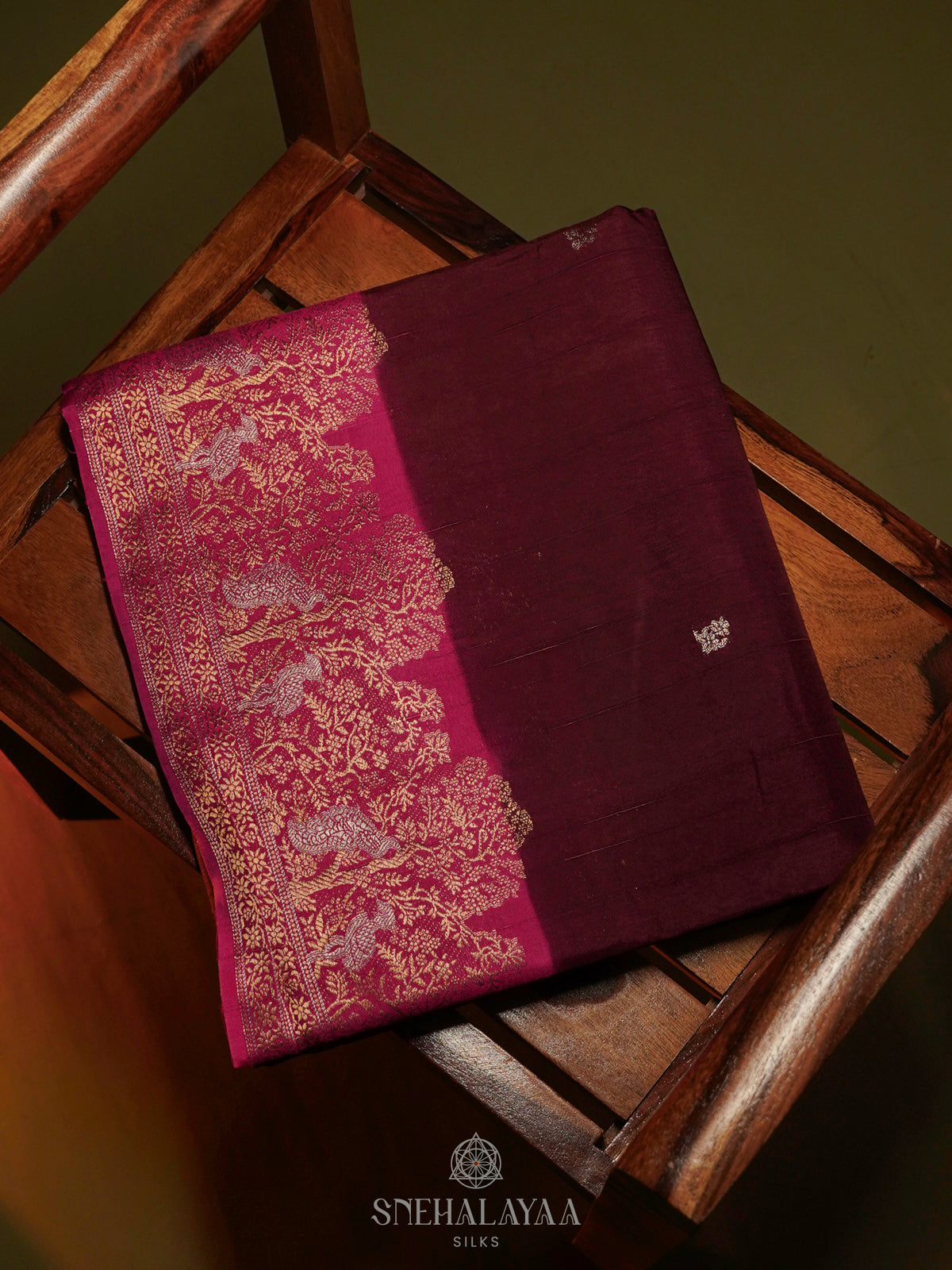 Burgundy Banaras Silk Saree