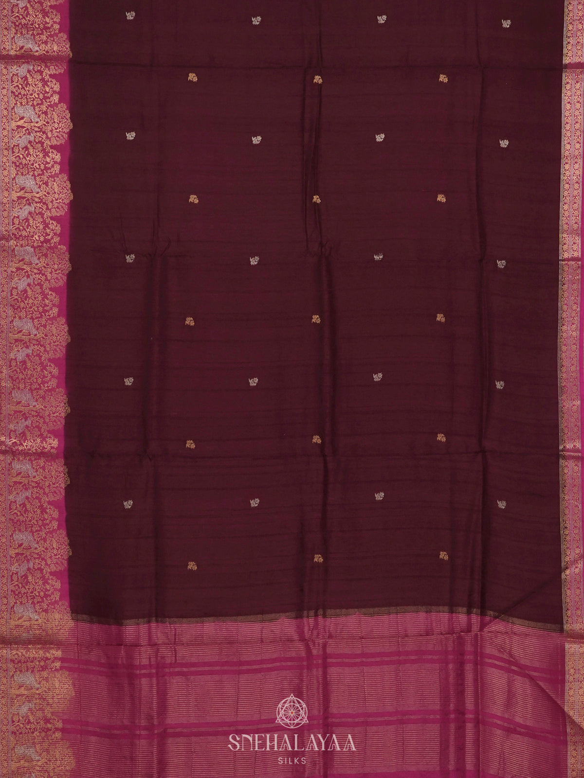 Burgundy Banaras Silk Saree