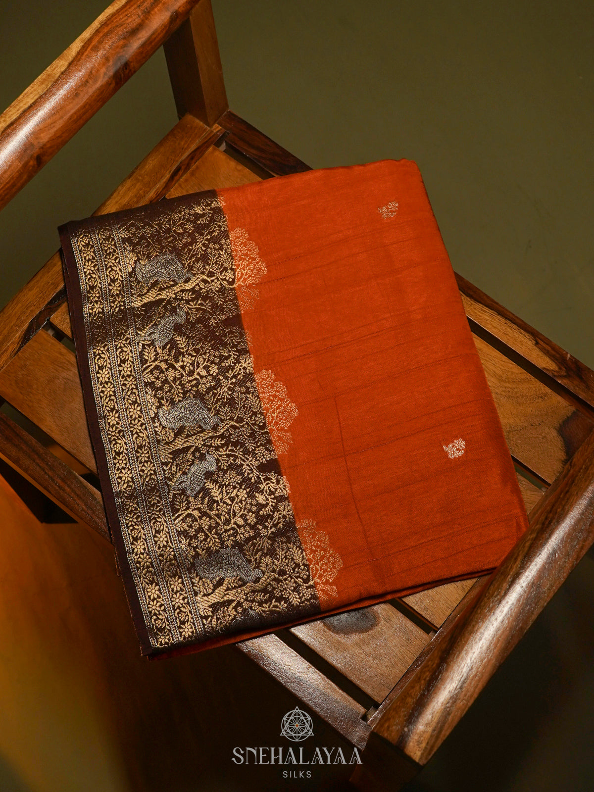 Orange Banaras Silk Saree
