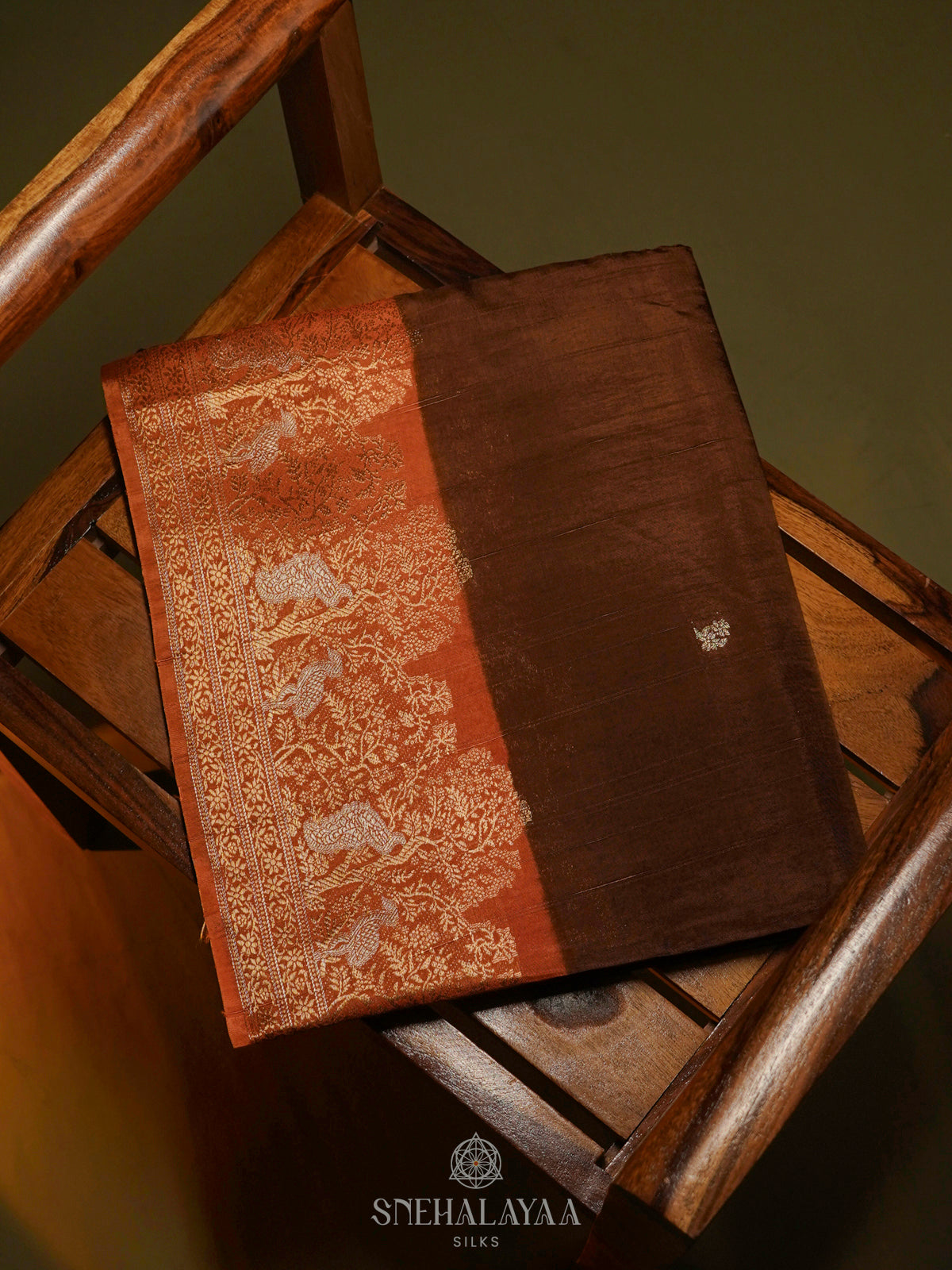 Brown Banaras Silk Saree