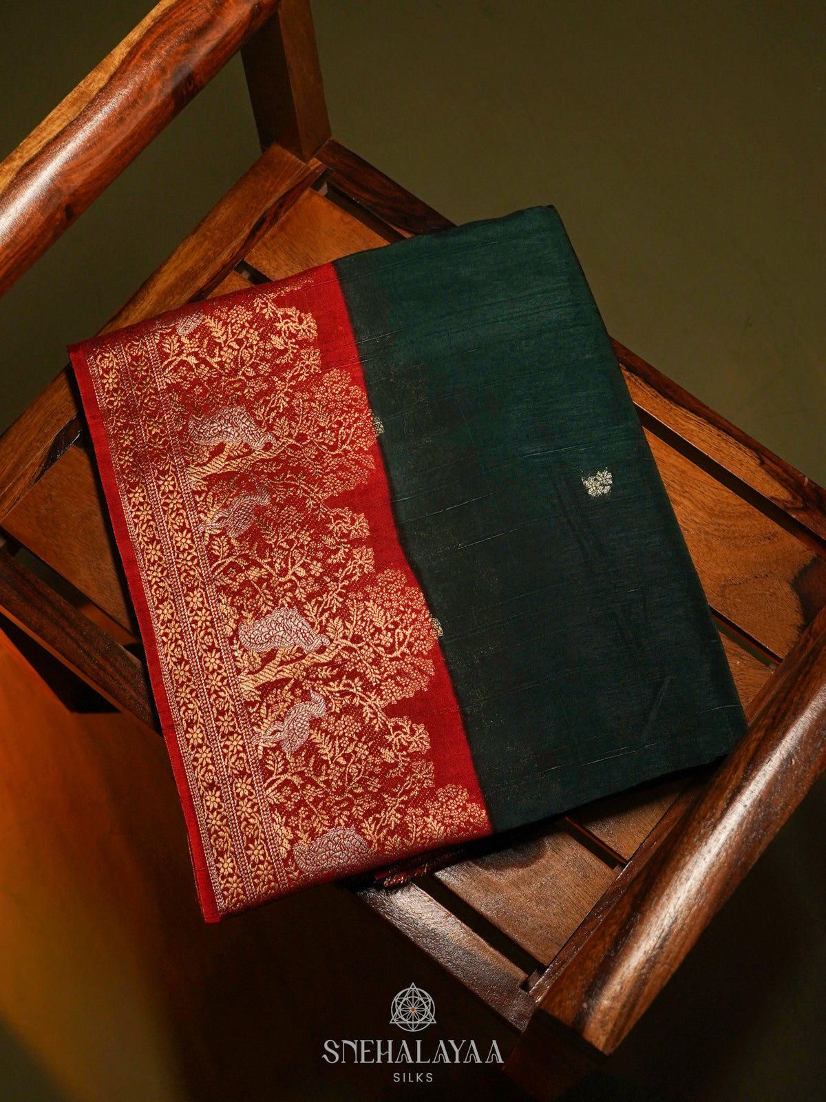 Forest Green Banaras Silk Saree