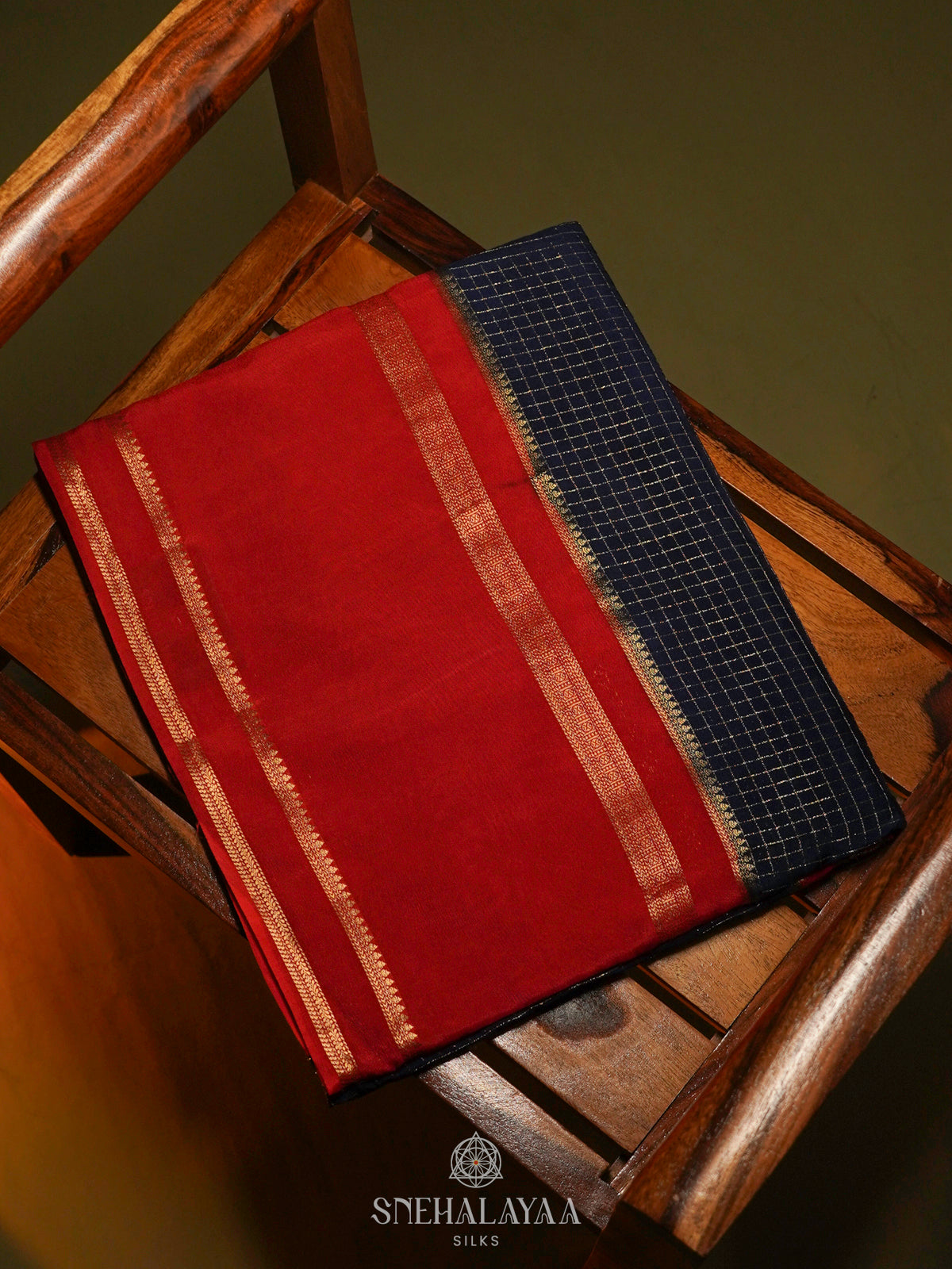 Navy Blue Banaras Silk Saree