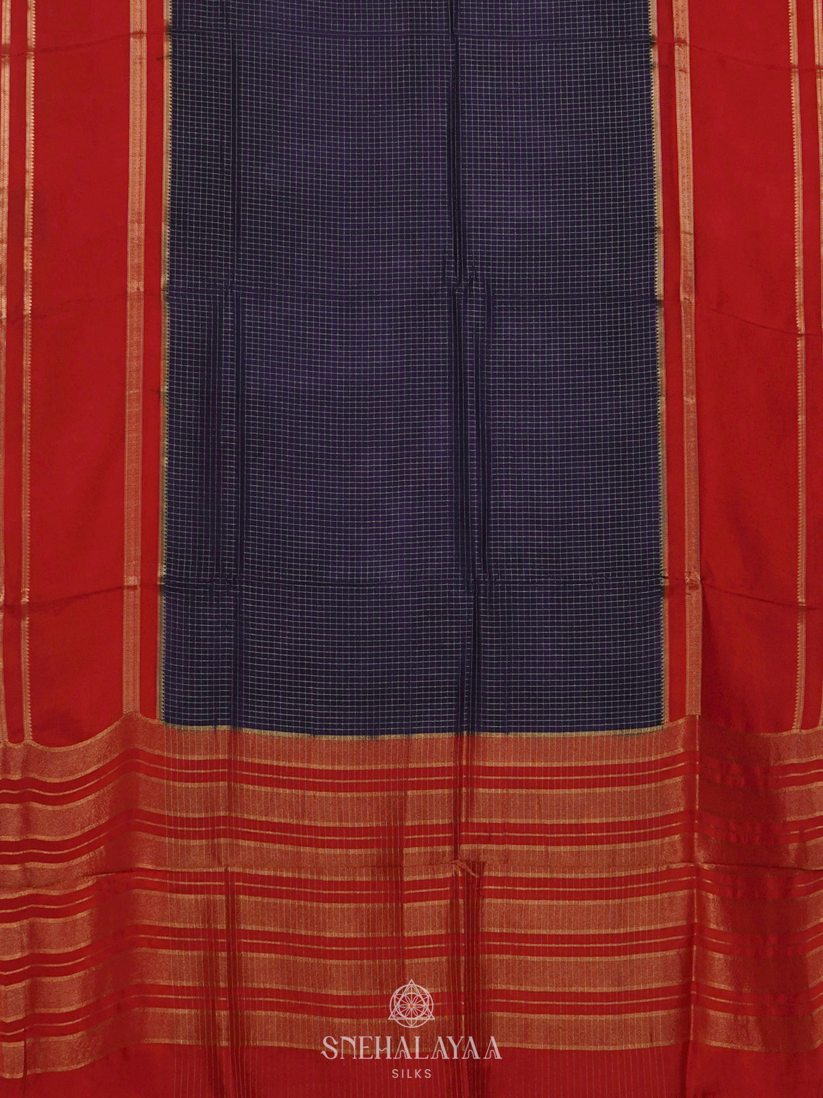 Navy Blue Banaras Silk Saree