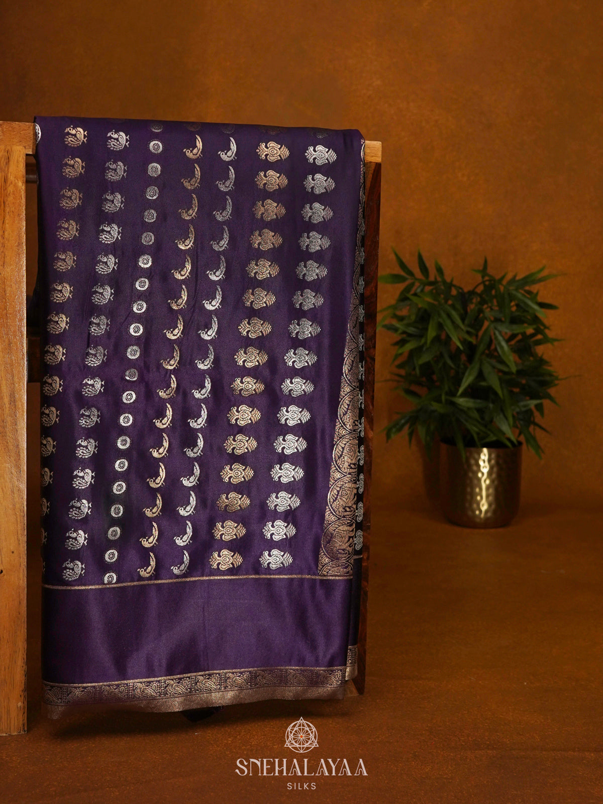 Purple Satin Saree