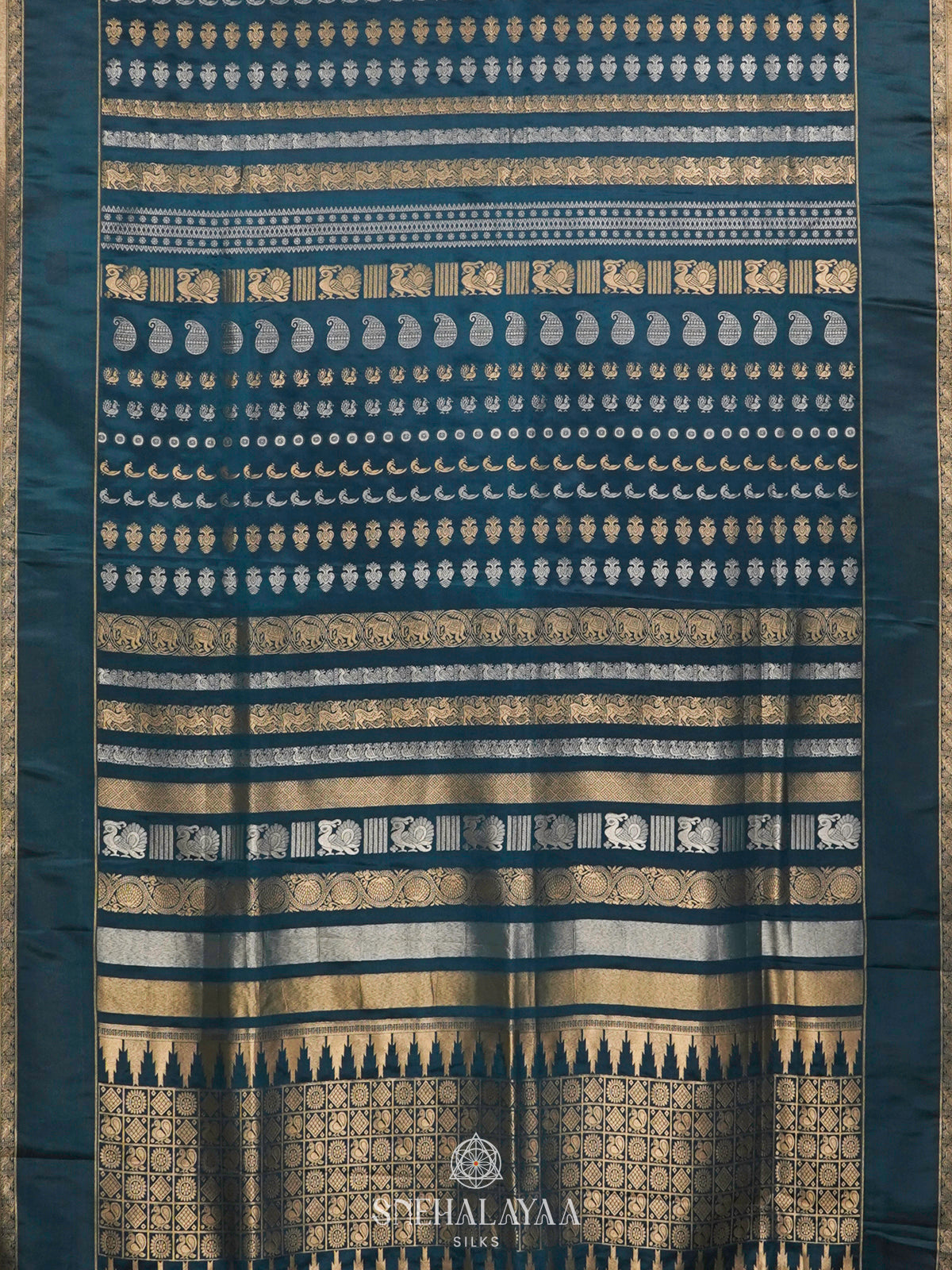 Peacock Blue Satin Saree