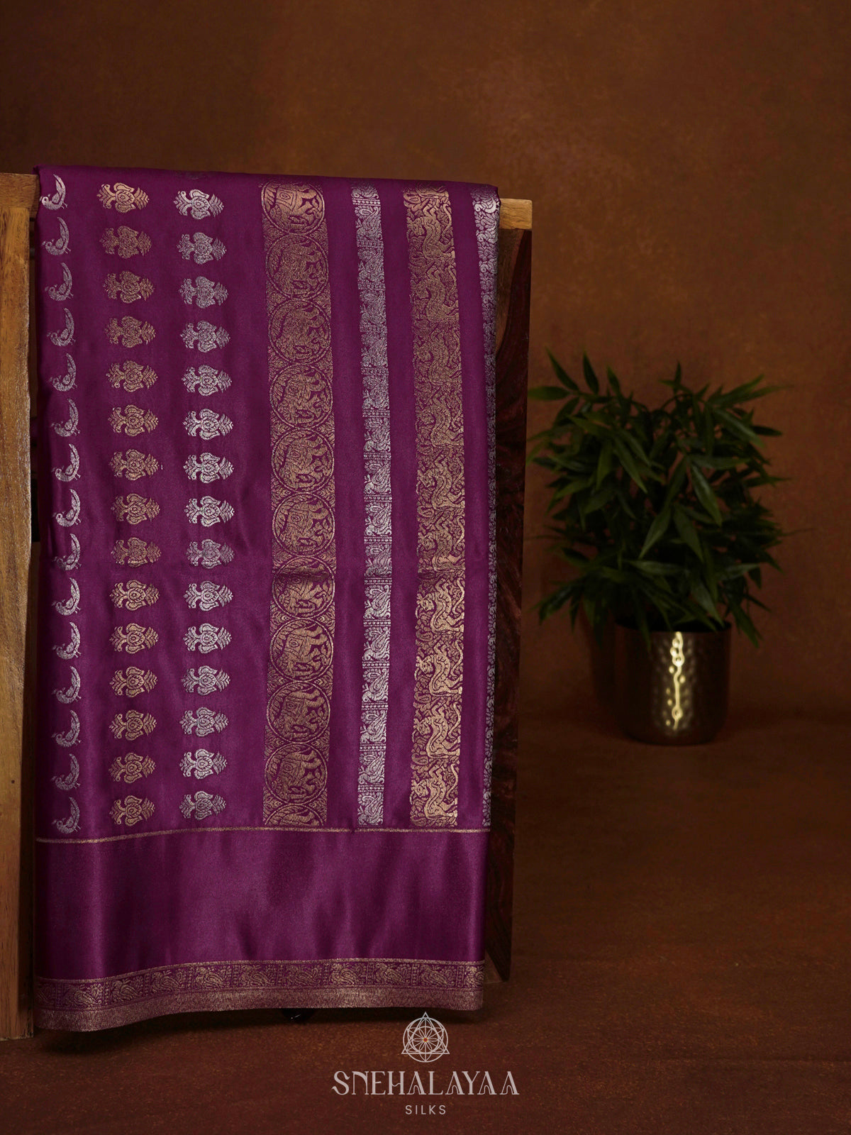 Magenta Satin Saree