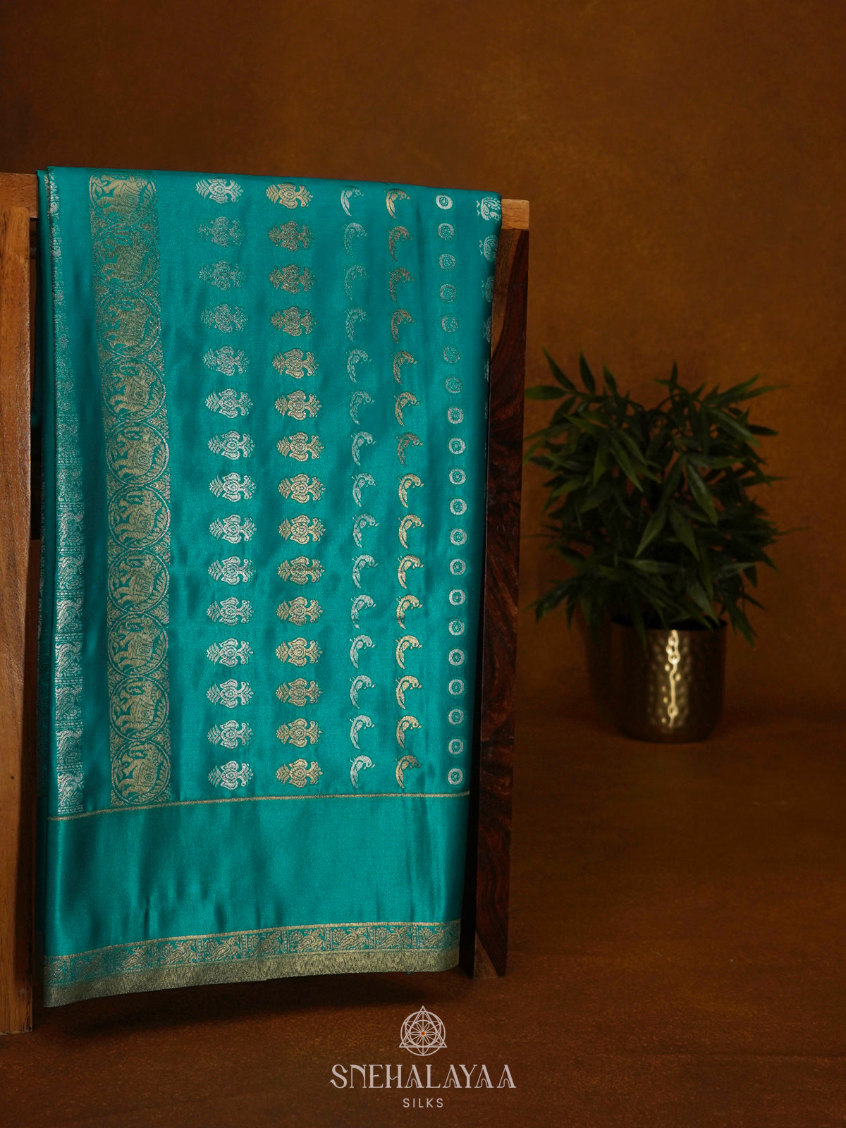 Teal Green Satin Saree