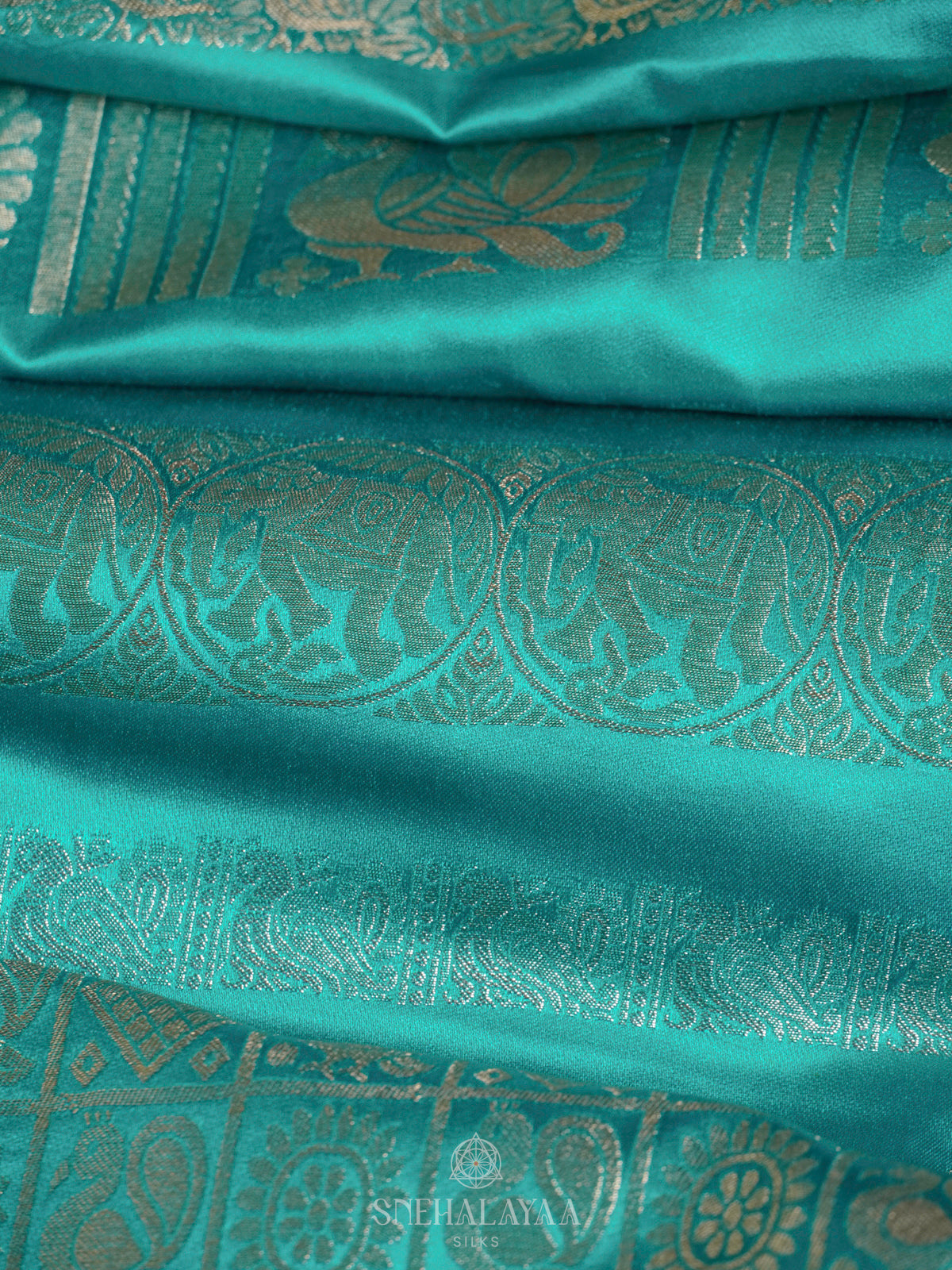 Teal Green Satin Saree