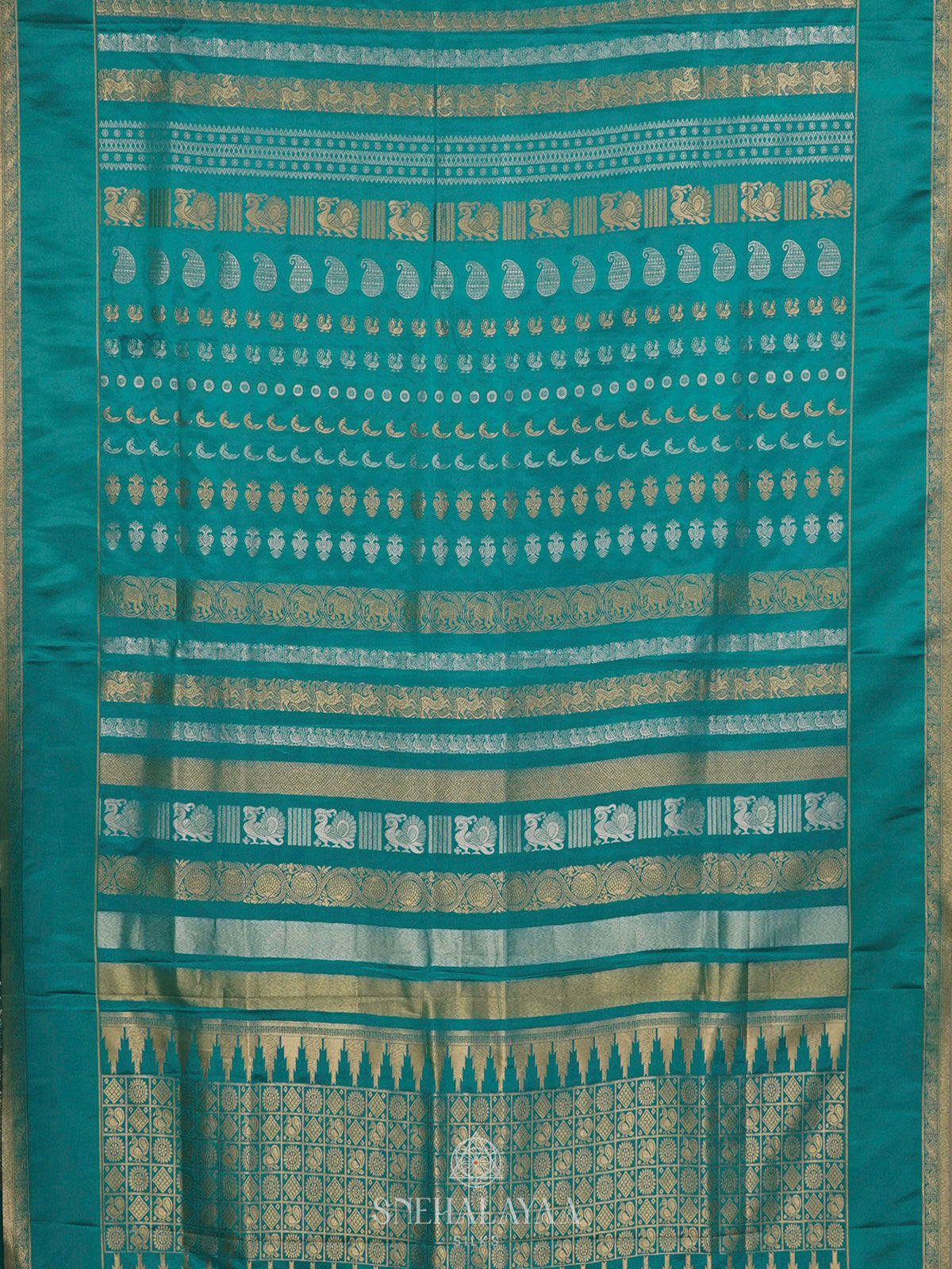 Teal Green Satin Saree