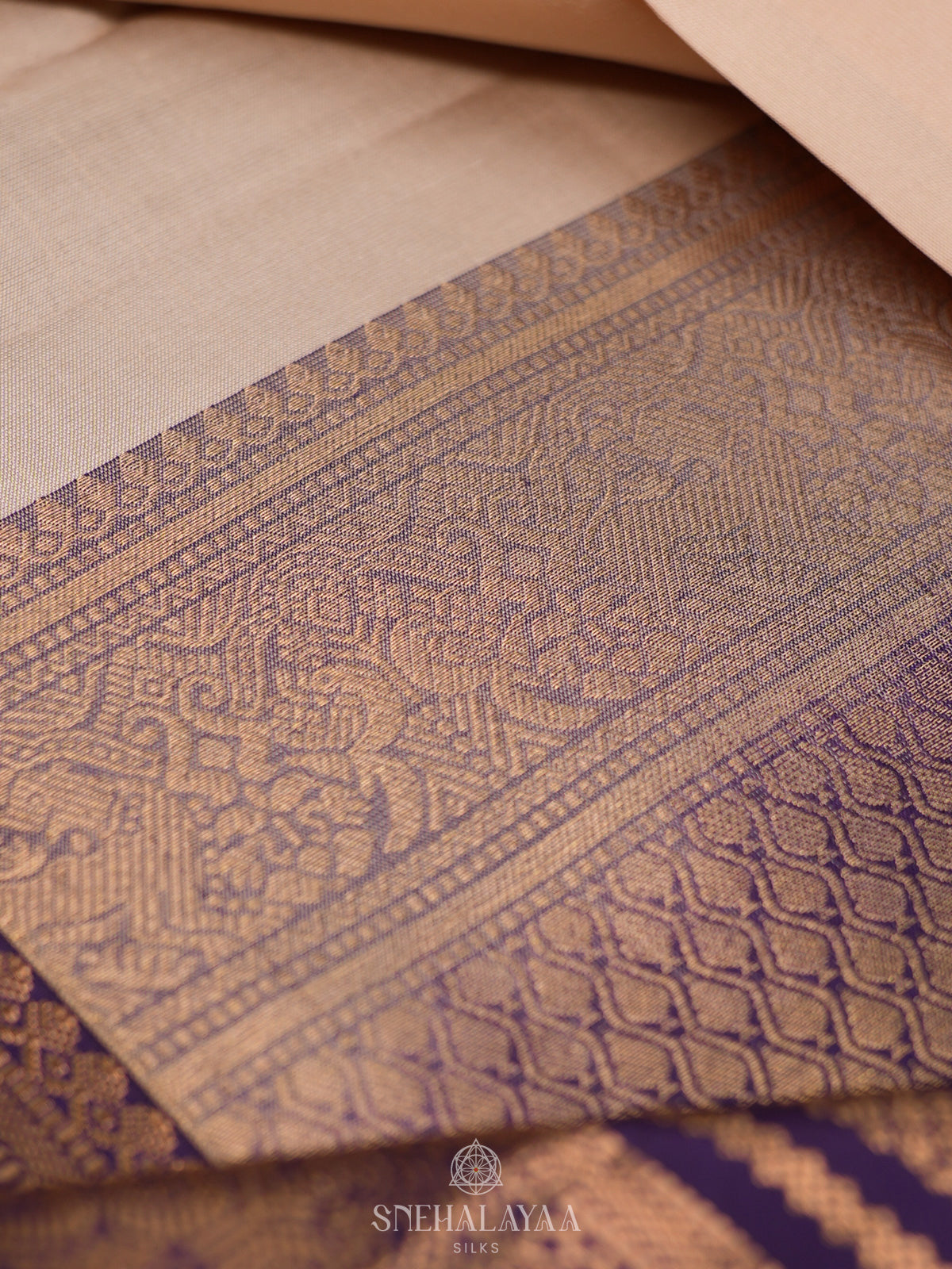 Cream Kanjivaram Silk Saree