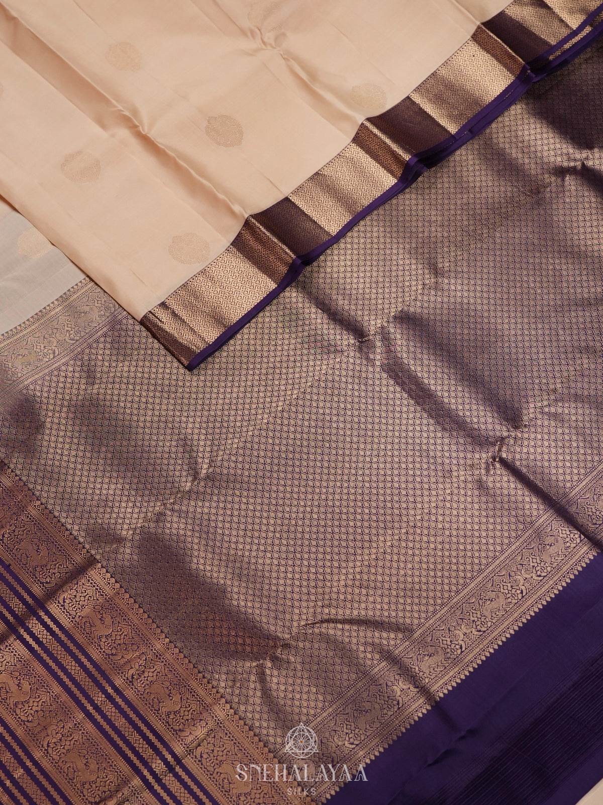 Cream Kanjivaram Silk Saree