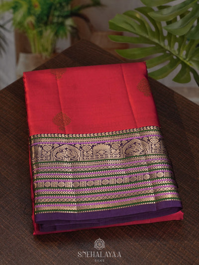 Ruby Red Kanjivaram Silk Saree