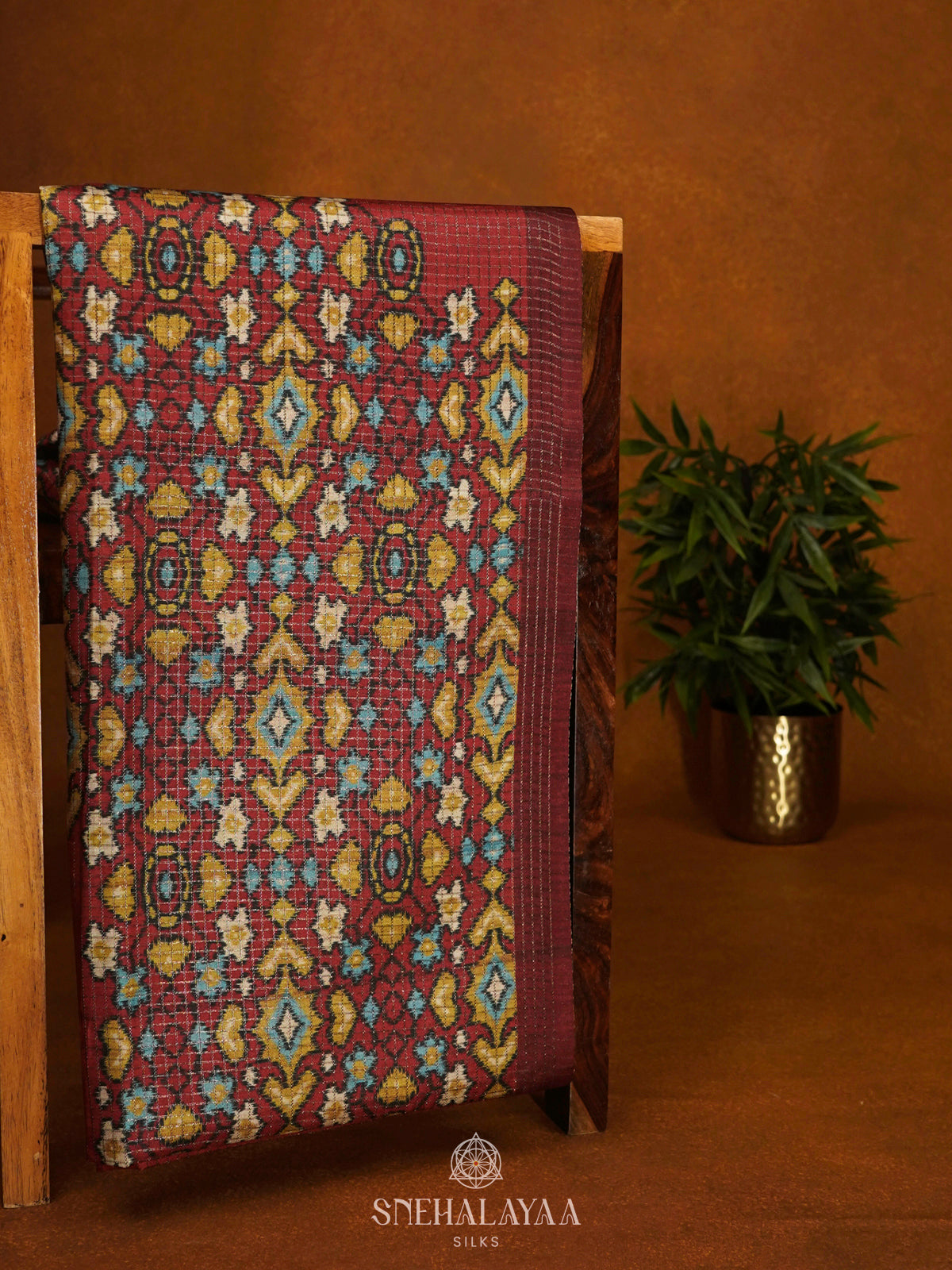 Maroon Tussar Saree