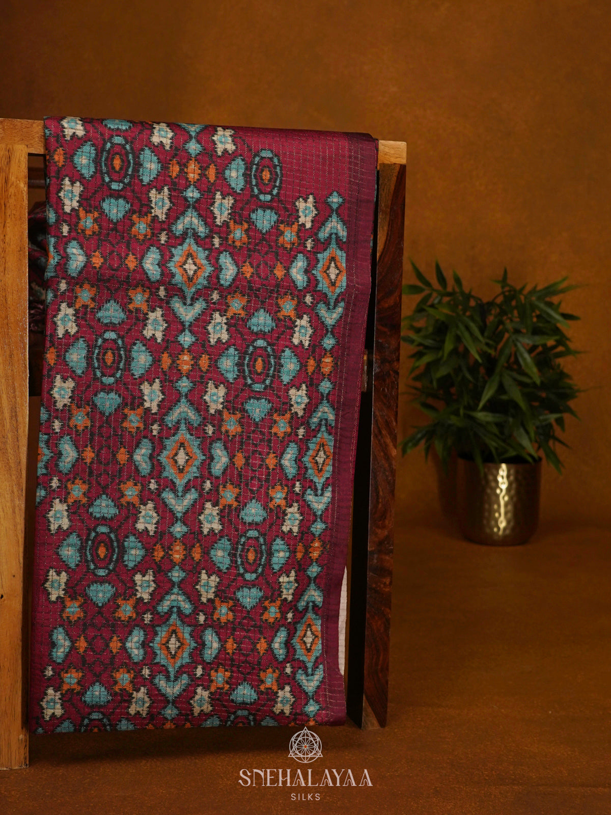Maroon Tussar Saree