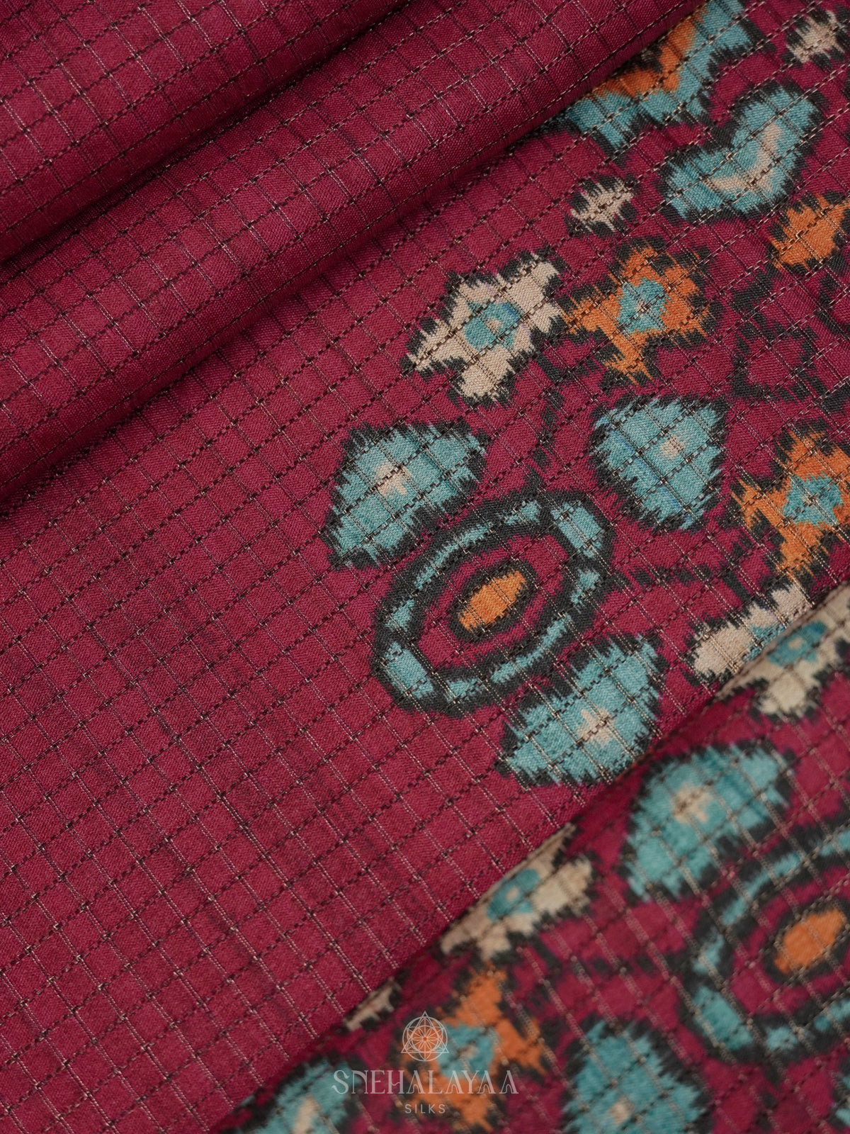 Maroon Tussar Saree