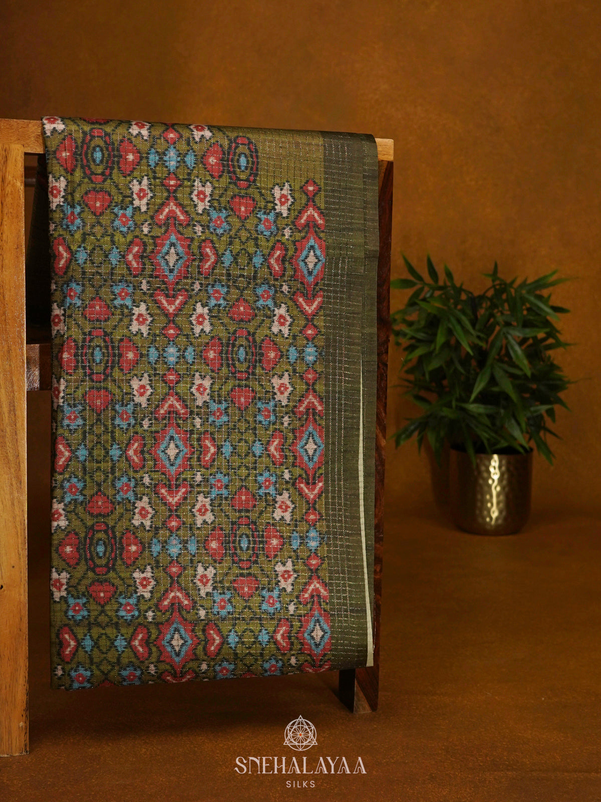 Olive Green Tussar Saree