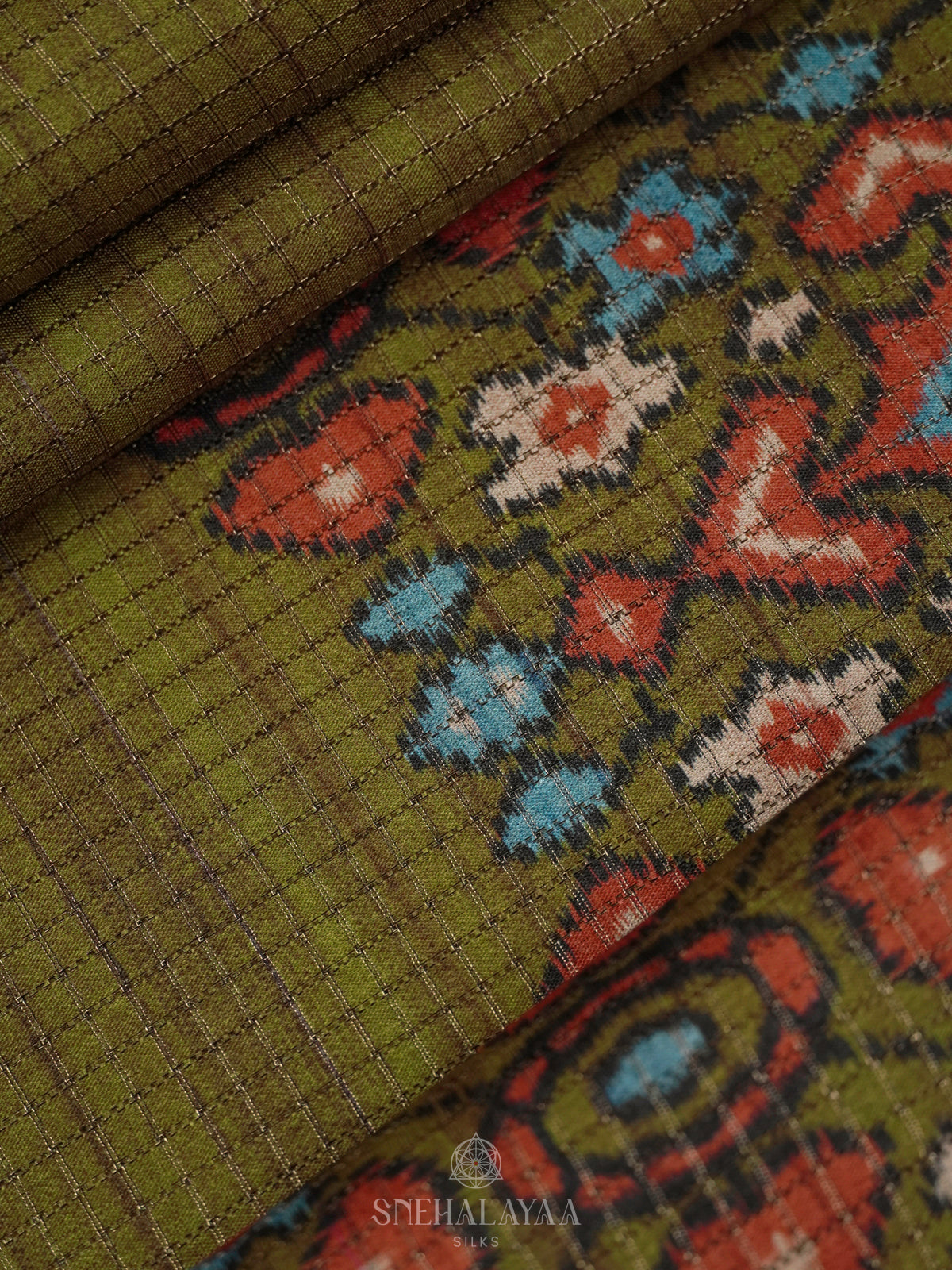 Olive Green Tussar Saree