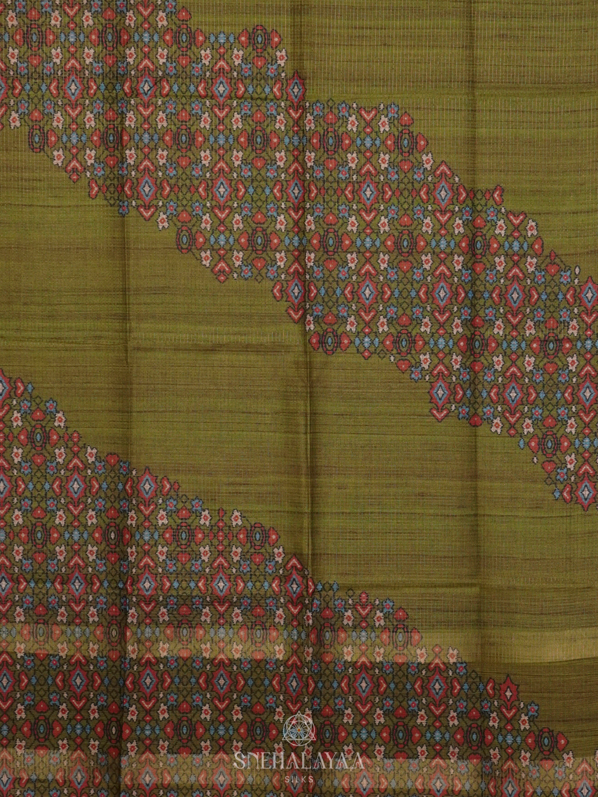 Olive Green Tussar Saree
