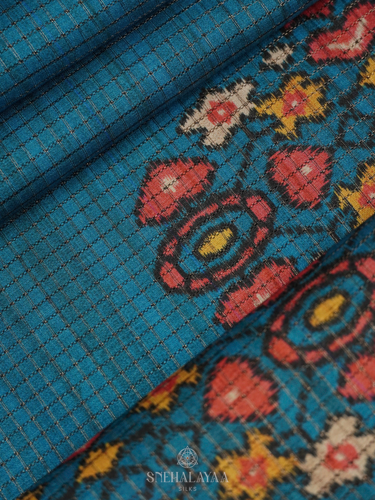 Peacock Blue Tussar Saree