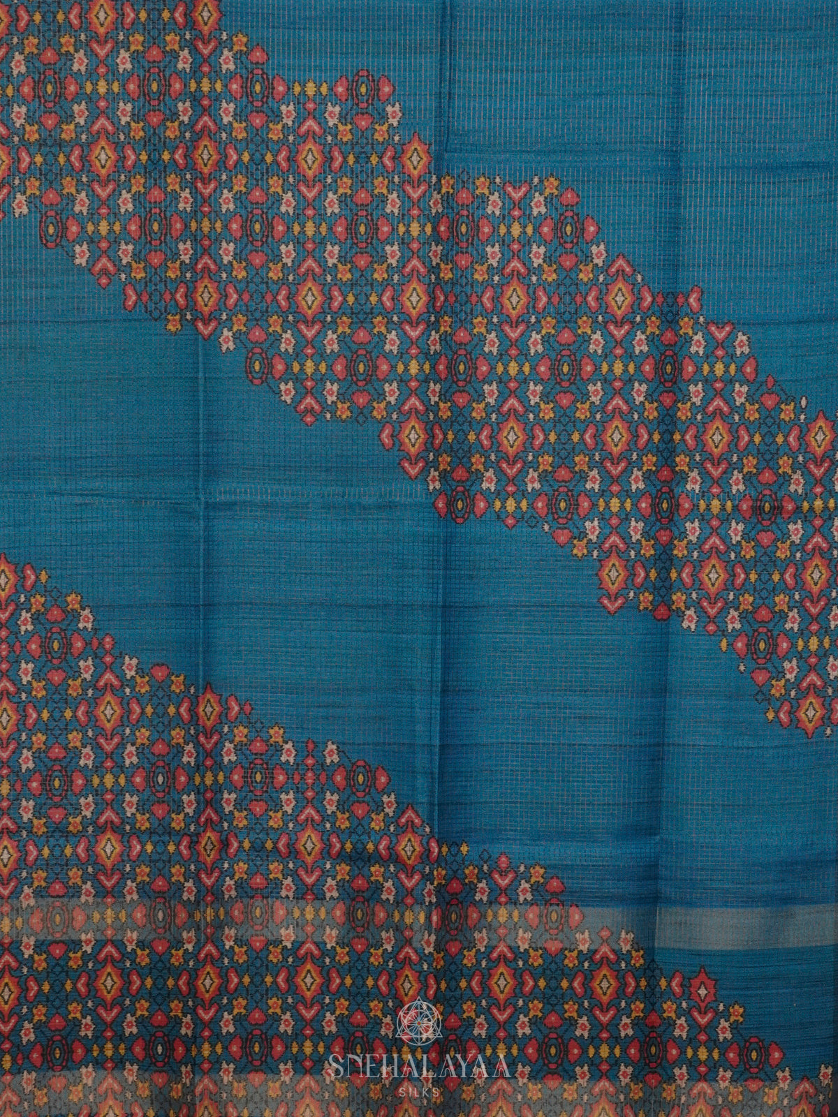 Peacock Blue Tussar Saree