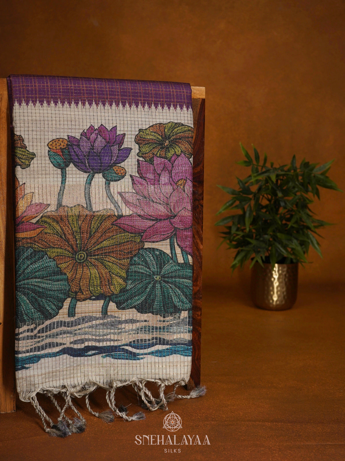 Plum Tussar Saree