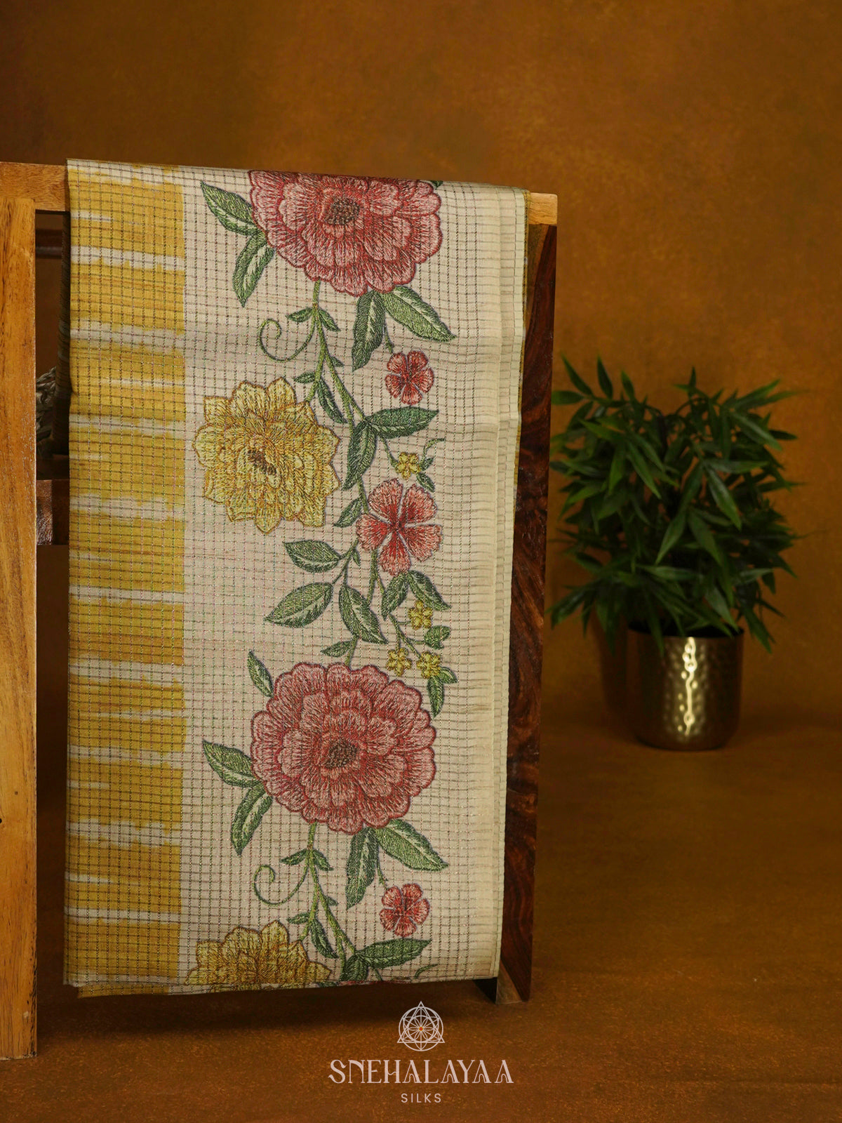 Yellow Tussar Saree