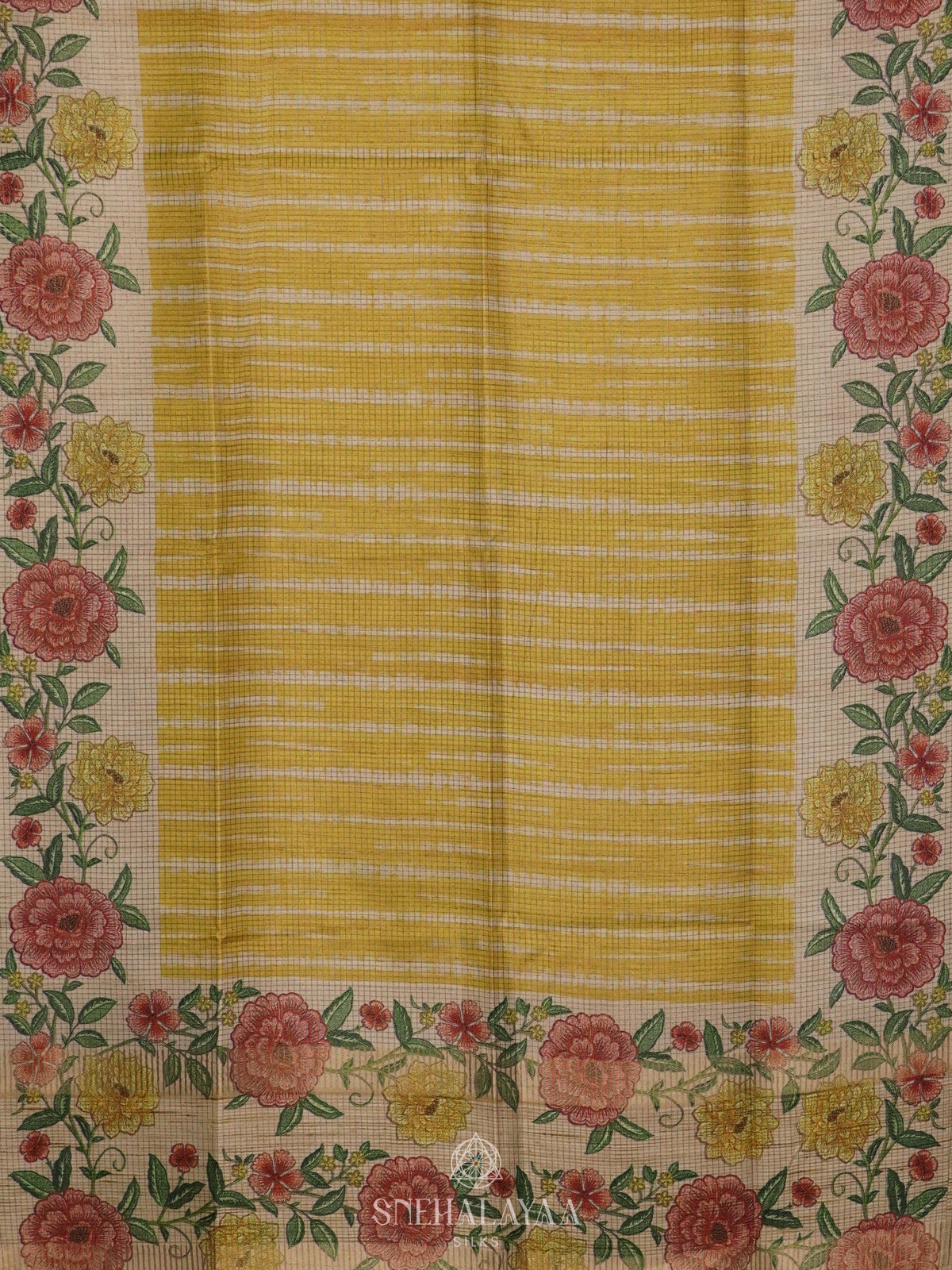 Yellow Tussar Saree