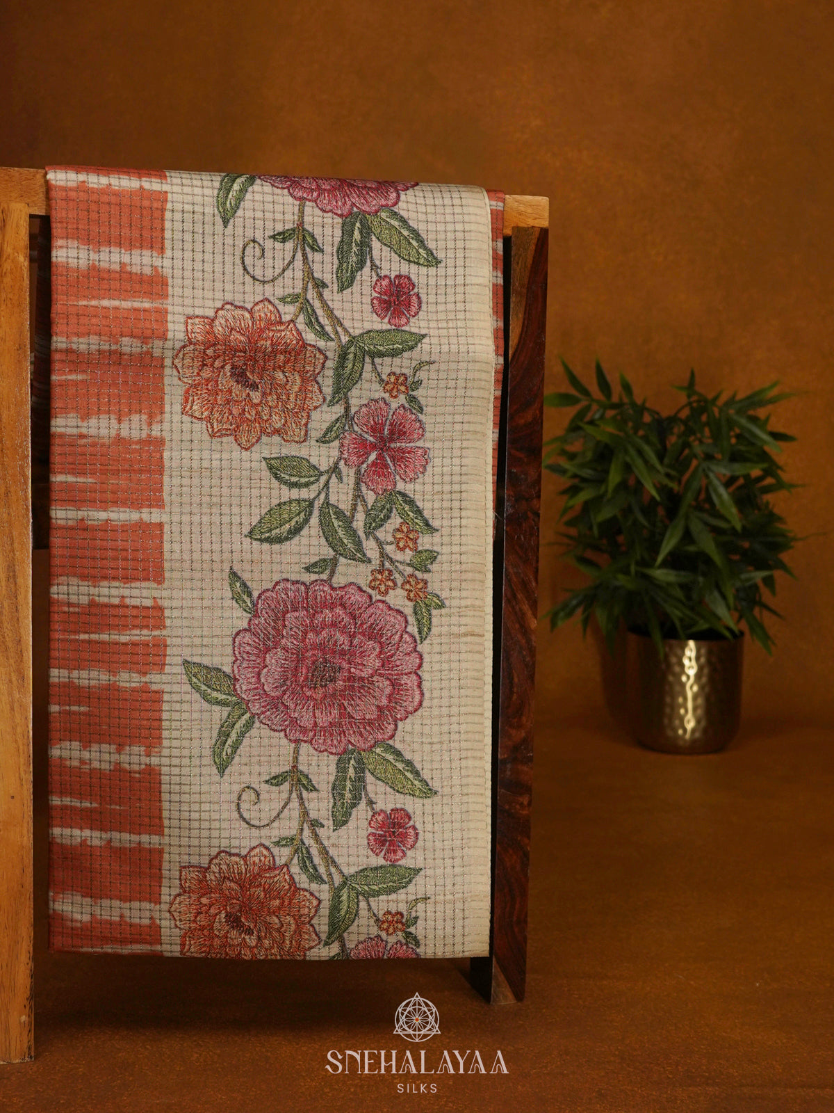Orange Tussar Saree