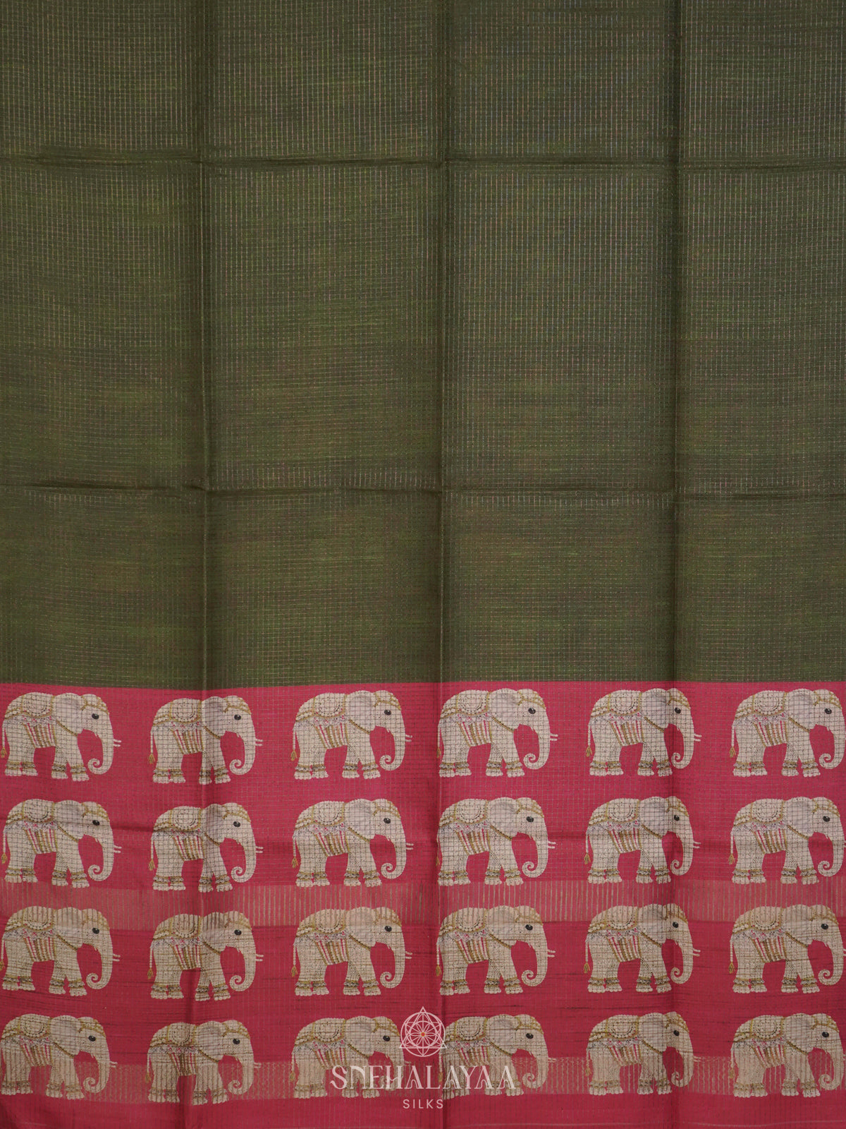 Olive Green Tussar Saree