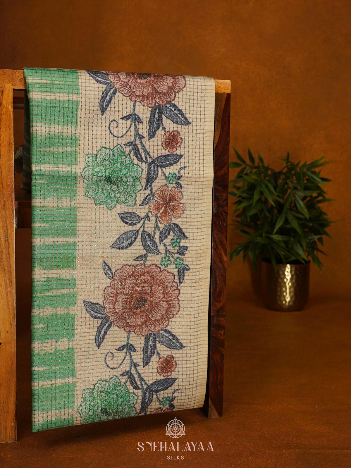 Mint Green Tussar Saree