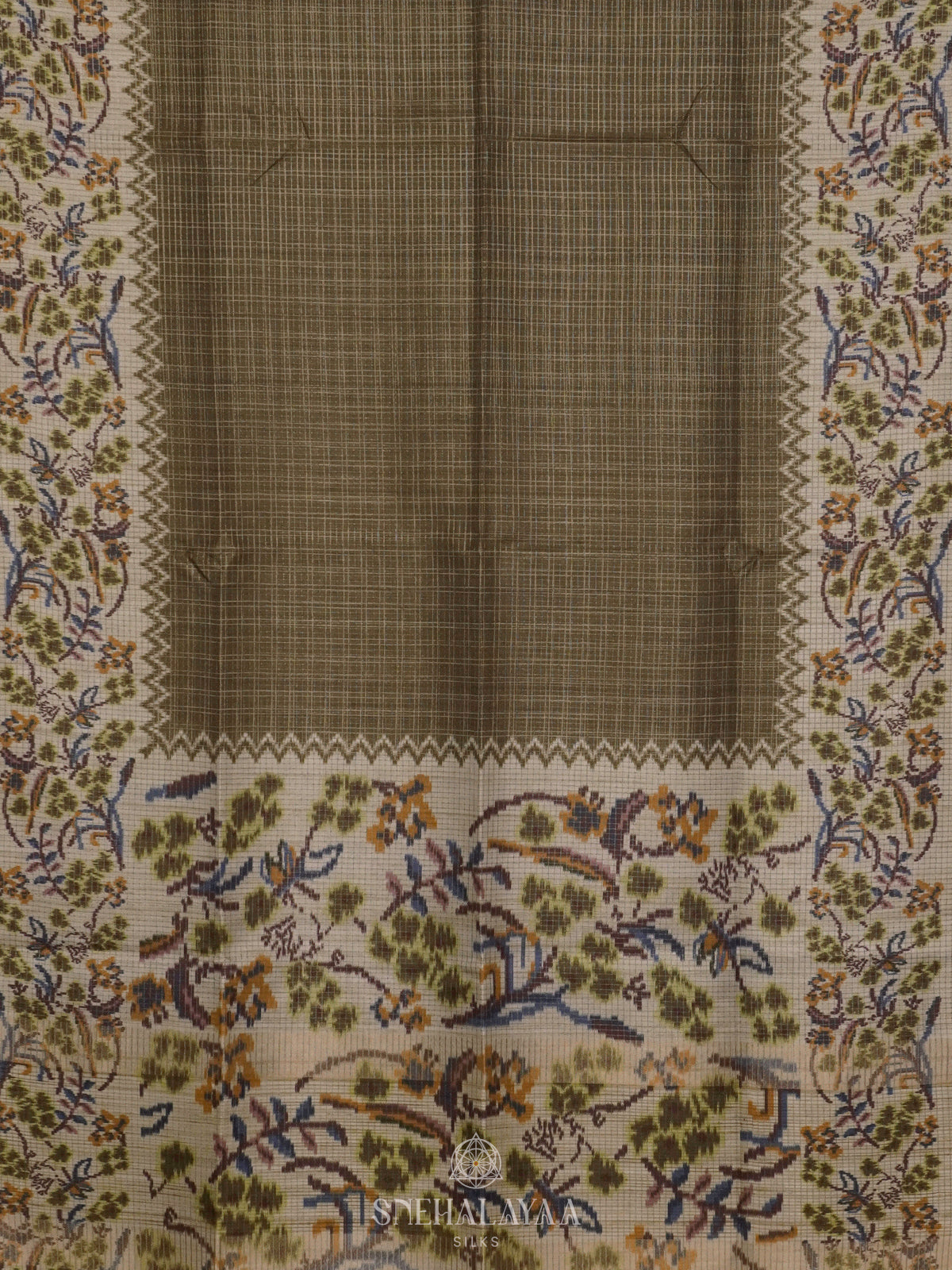 Olive Green Tussar Saree