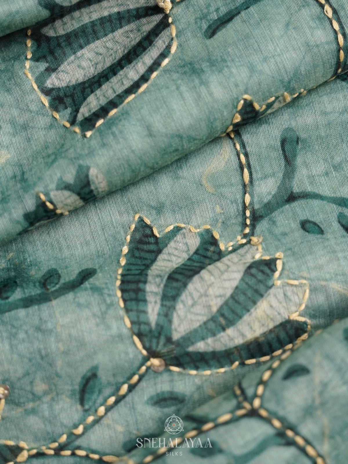 Teal Green Linen Saree