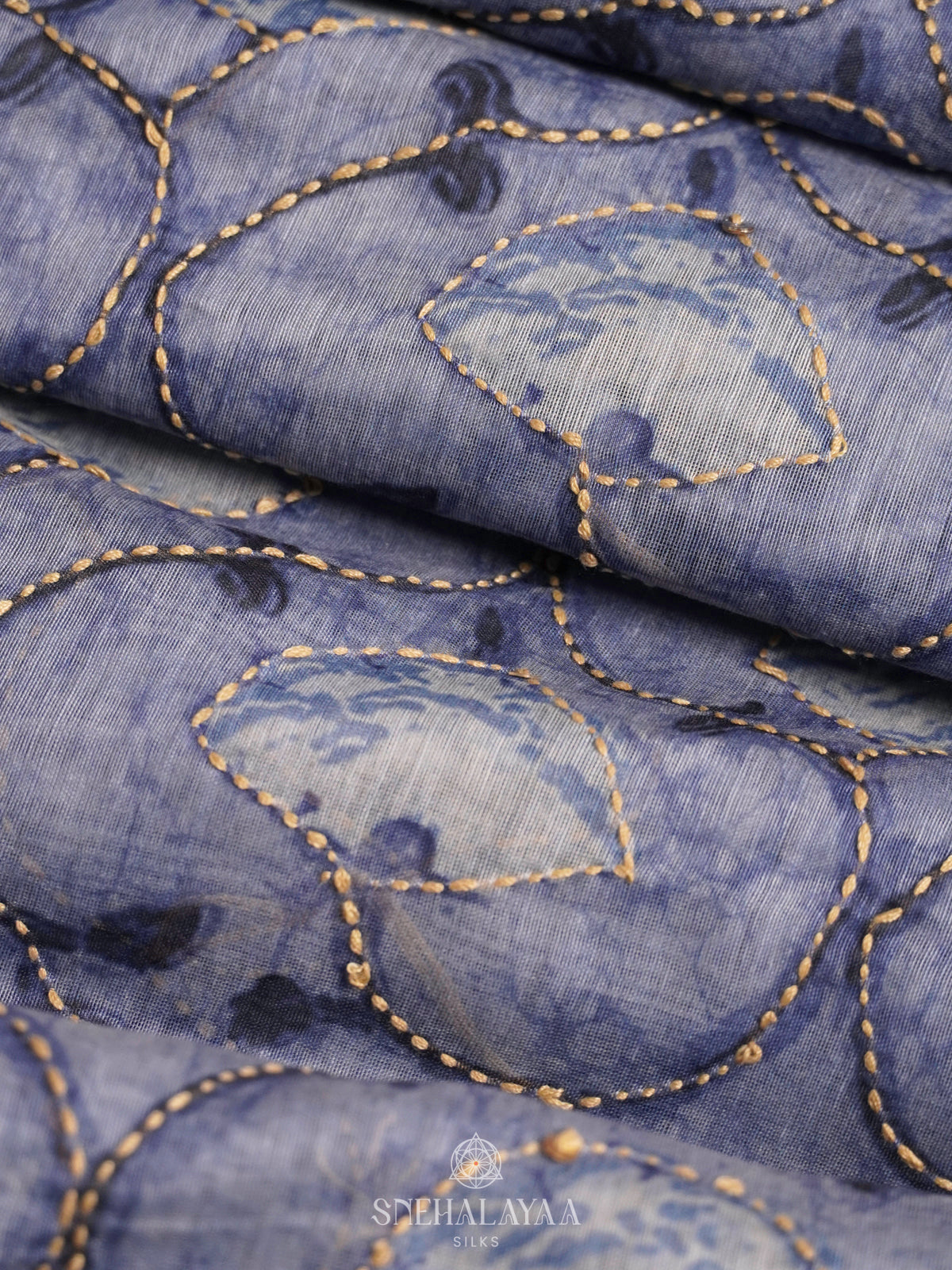 Blue Linen Saree