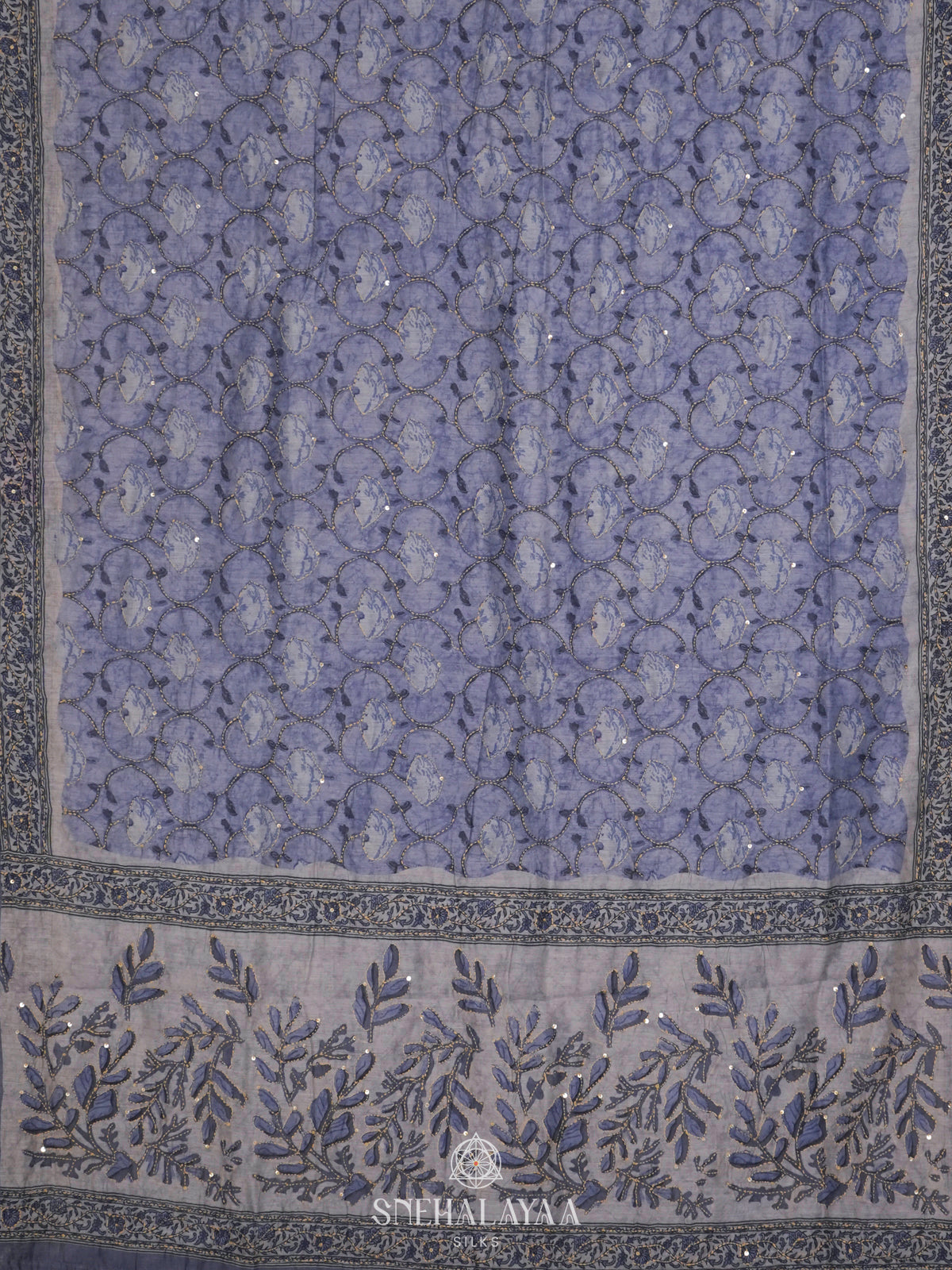 Blue Linen Saree