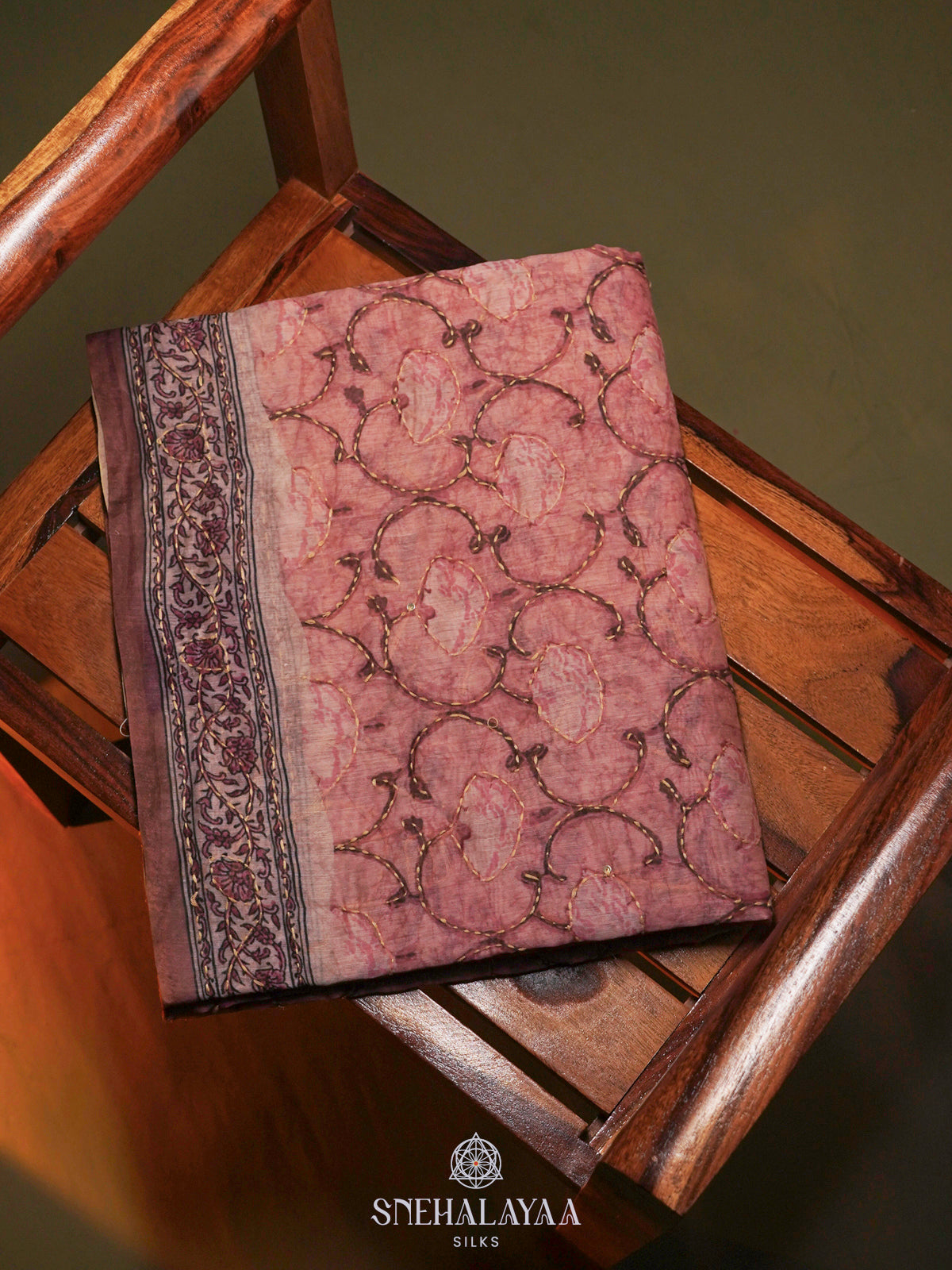 Pink Linen Saree