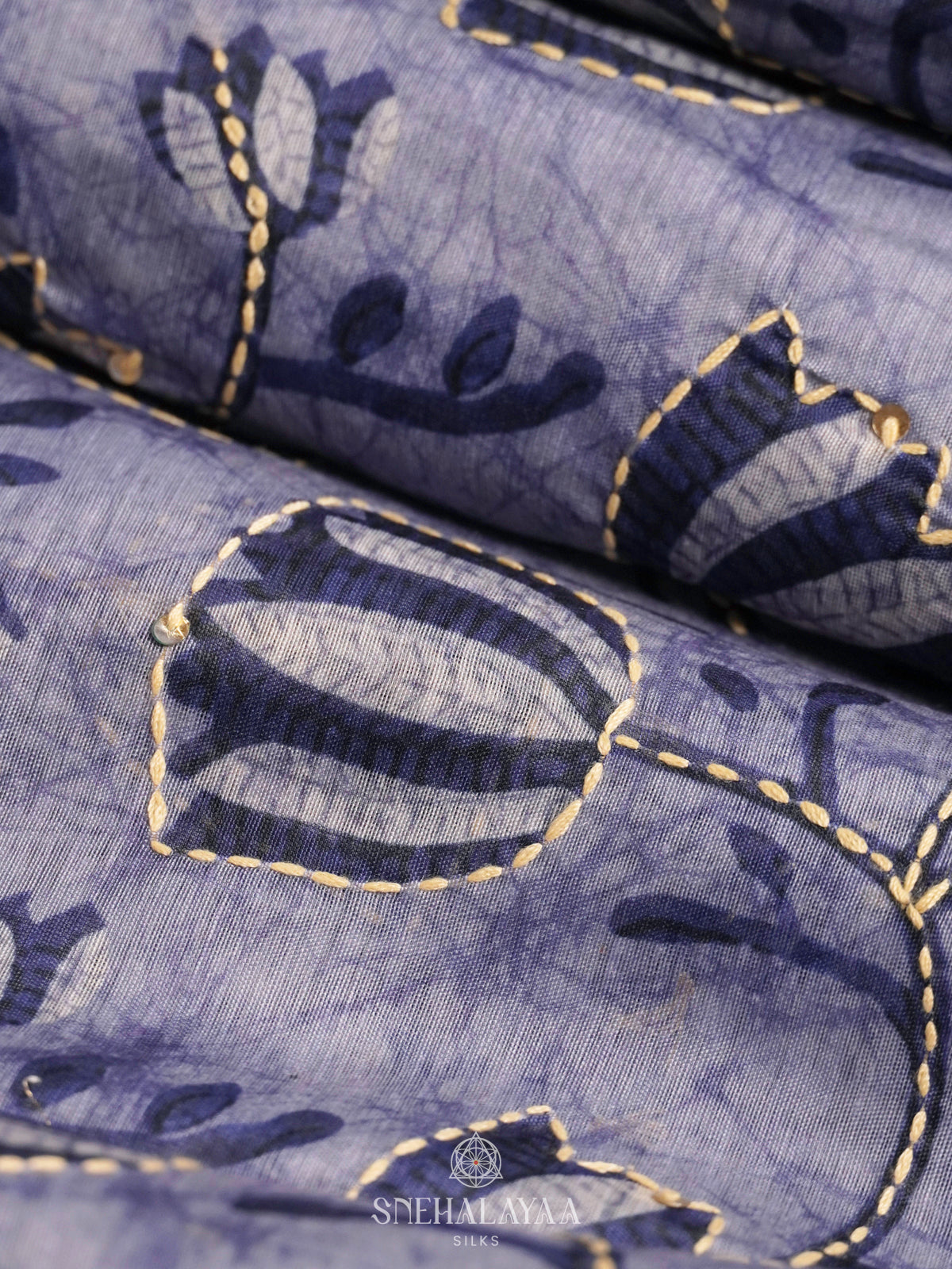 Blue Linen Saree