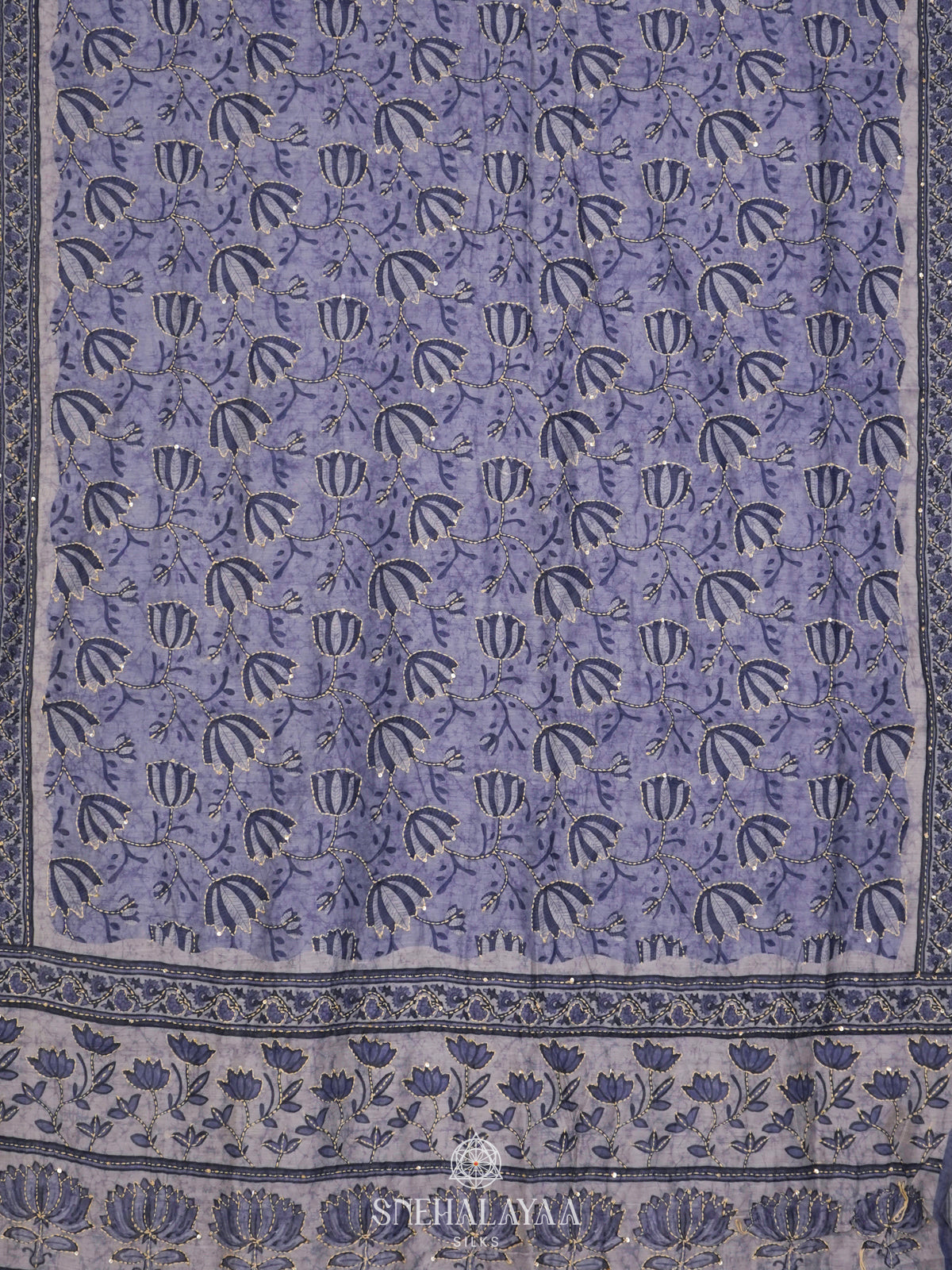 Blue Linen Saree
