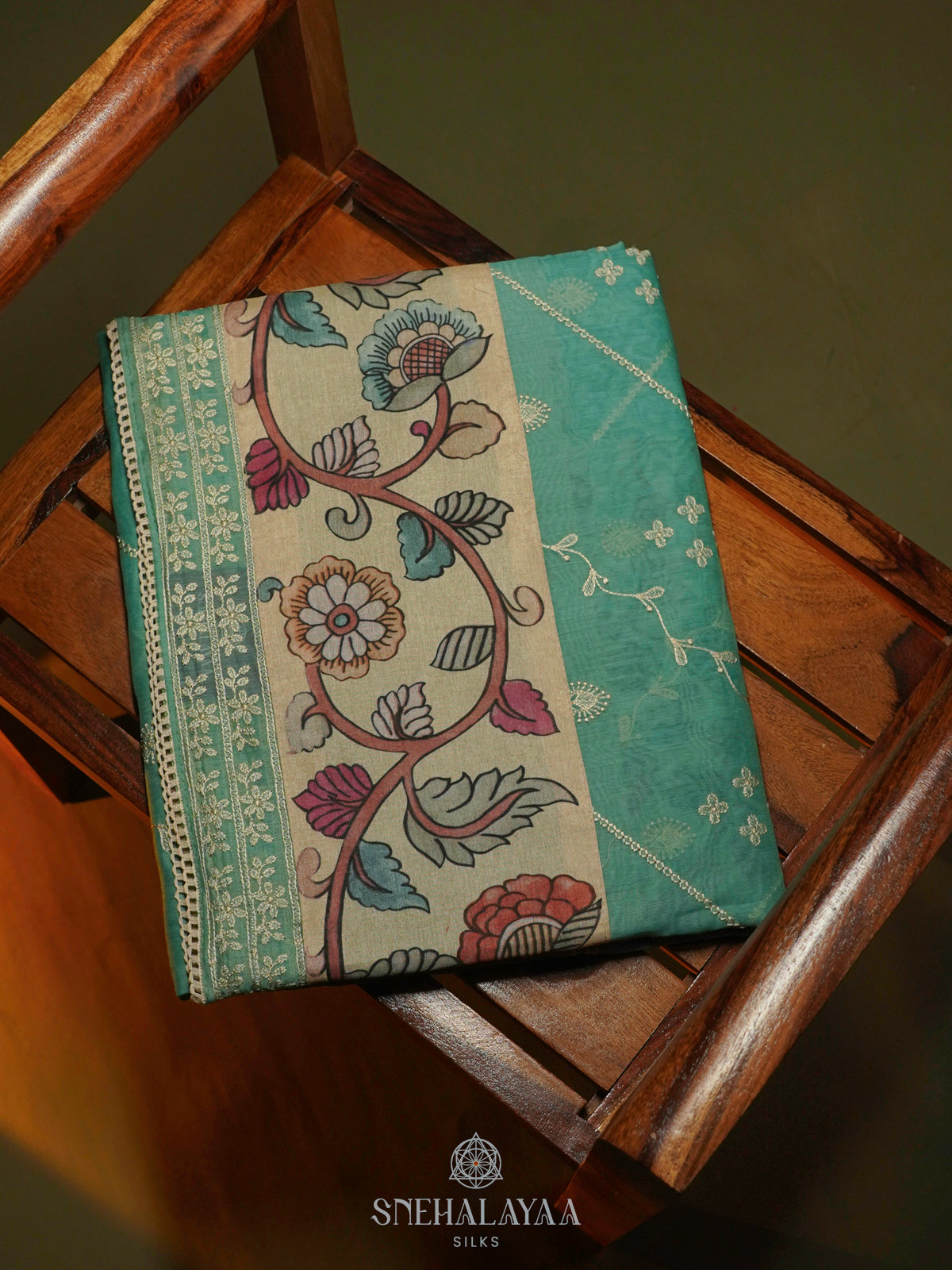 Teal Green Linen Saree