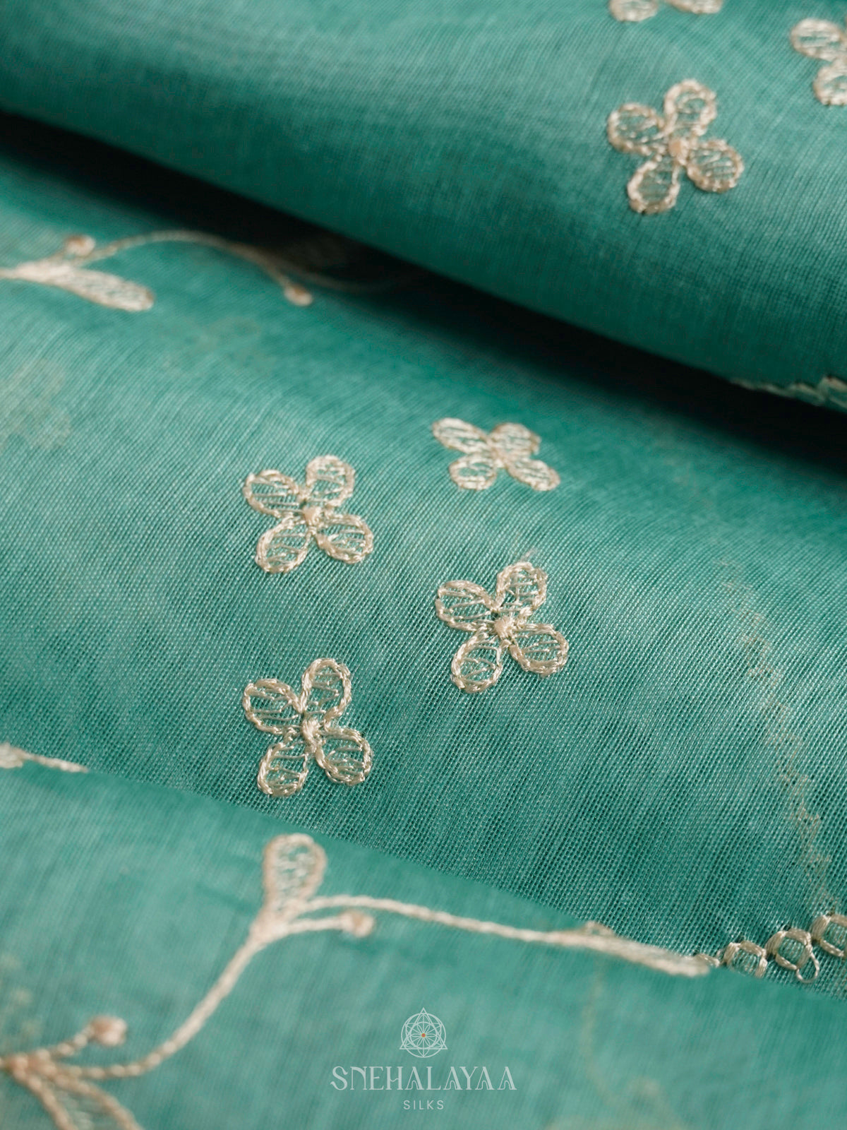 Teal Green Linen Saree