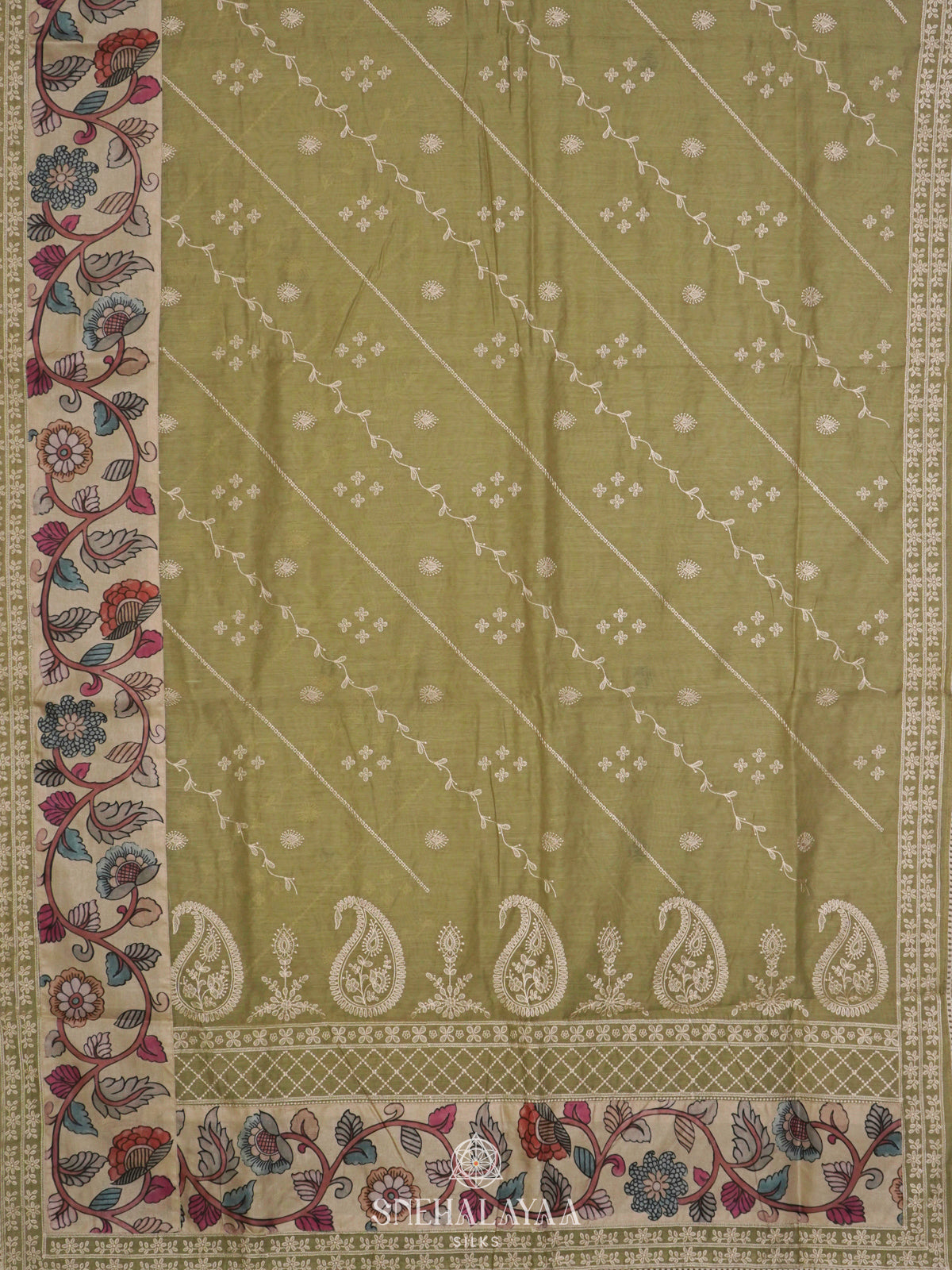 Green Linen Saree