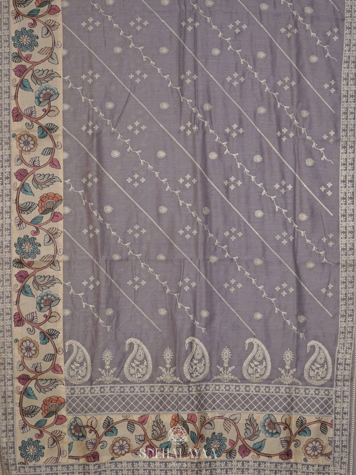 Grey Linen Saree