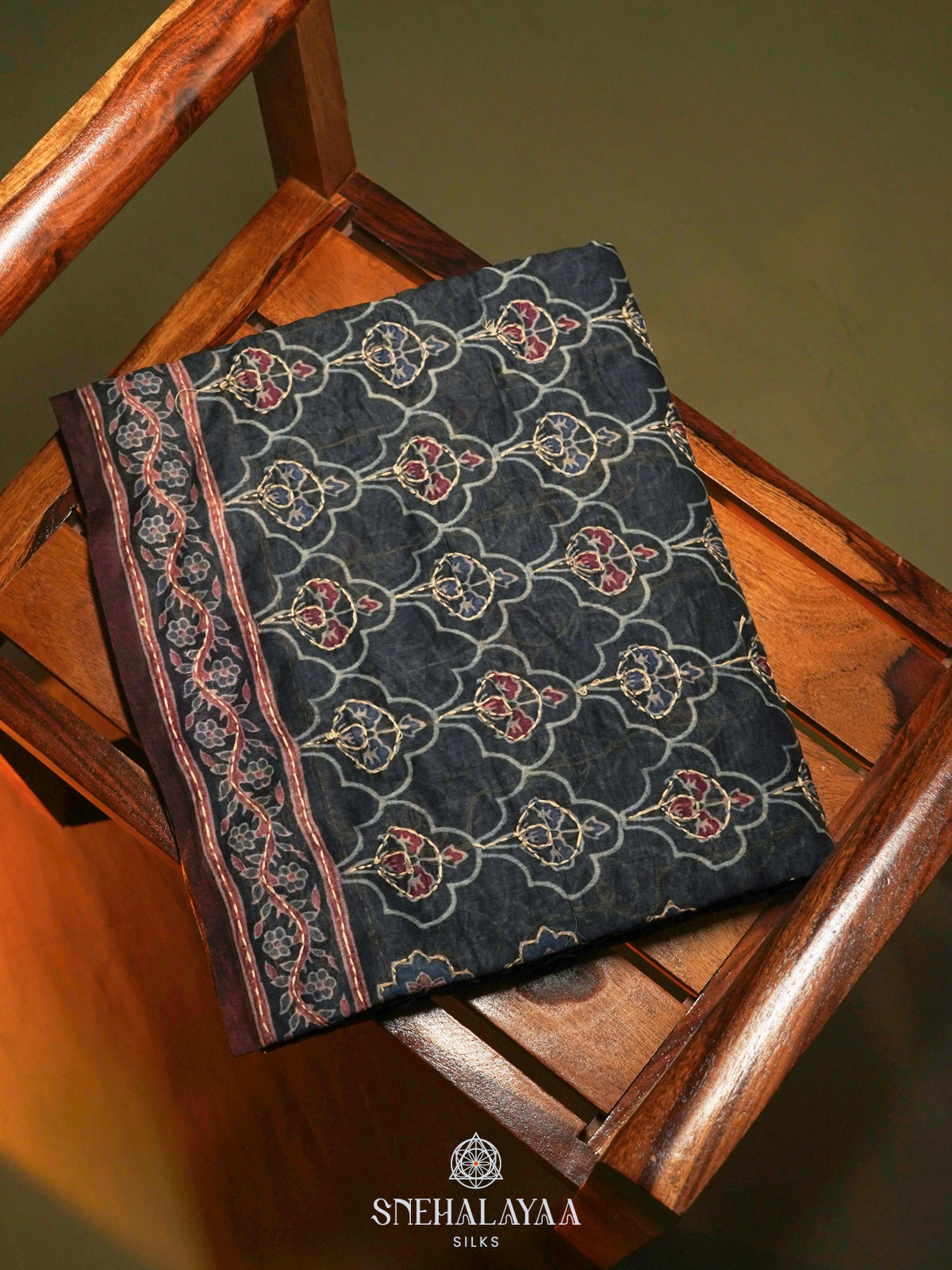 Charcol Black Linen Saree