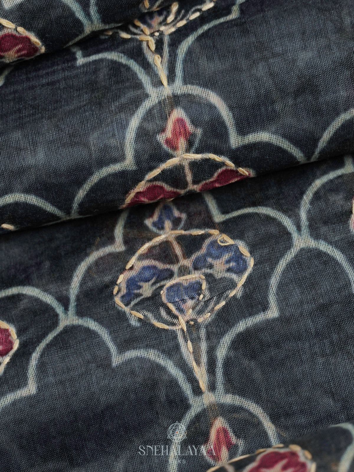 Charcol Black Linen Saree