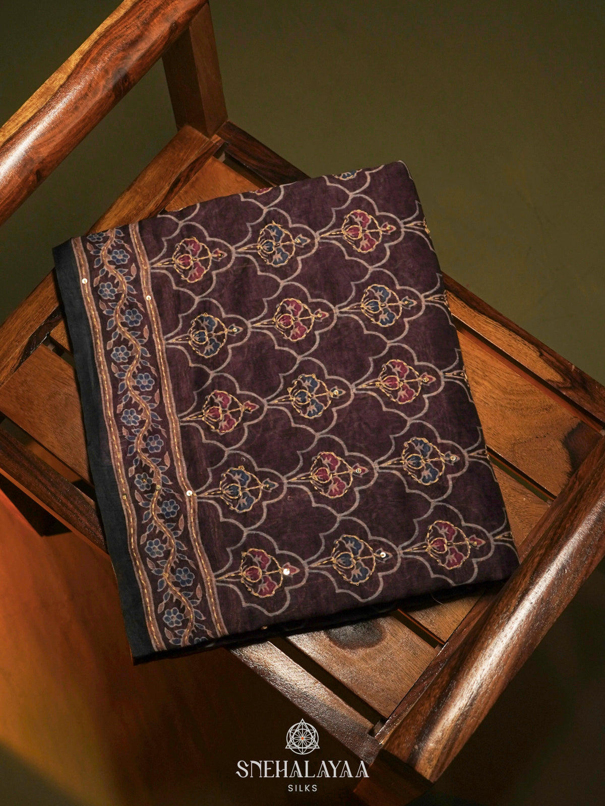Wine Linen Saree