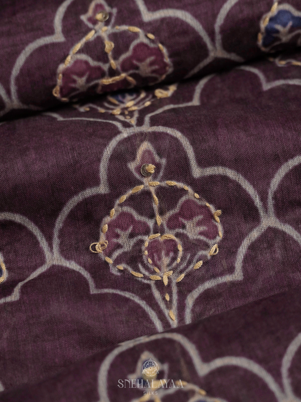 Wine Linen Saree